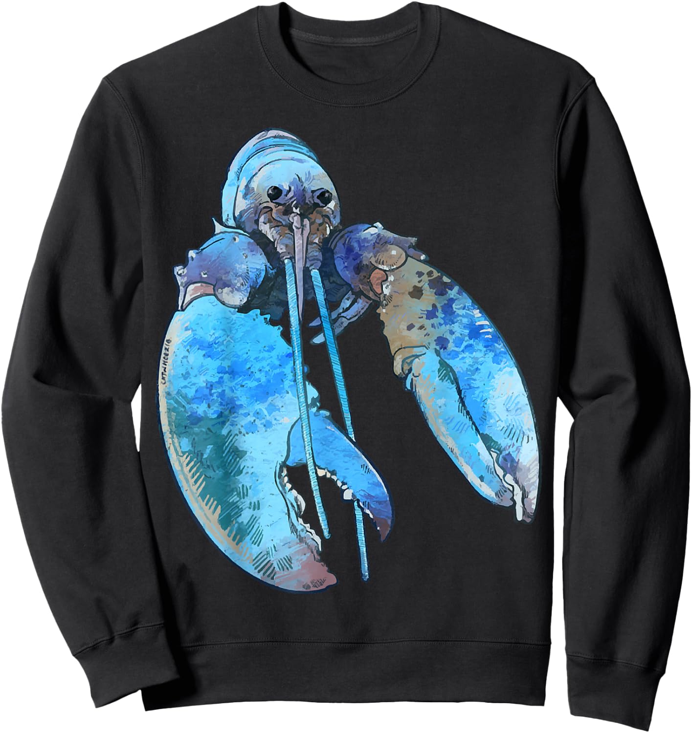 Funny Jumpscare Lobster Meme Blue Crustacean Sweatshirt - Sweatshirt | Black