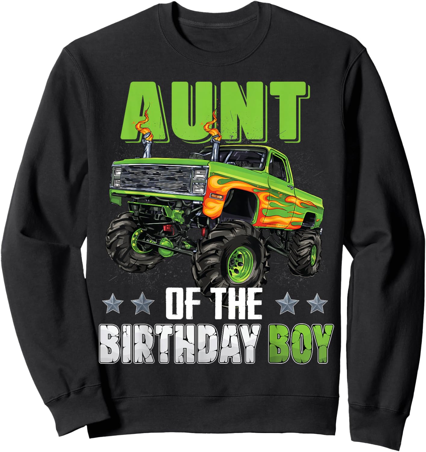 Aunt of Birthday Boy Monster Truck Car Family Matching Sweatshirt - Sweatshirt | Black