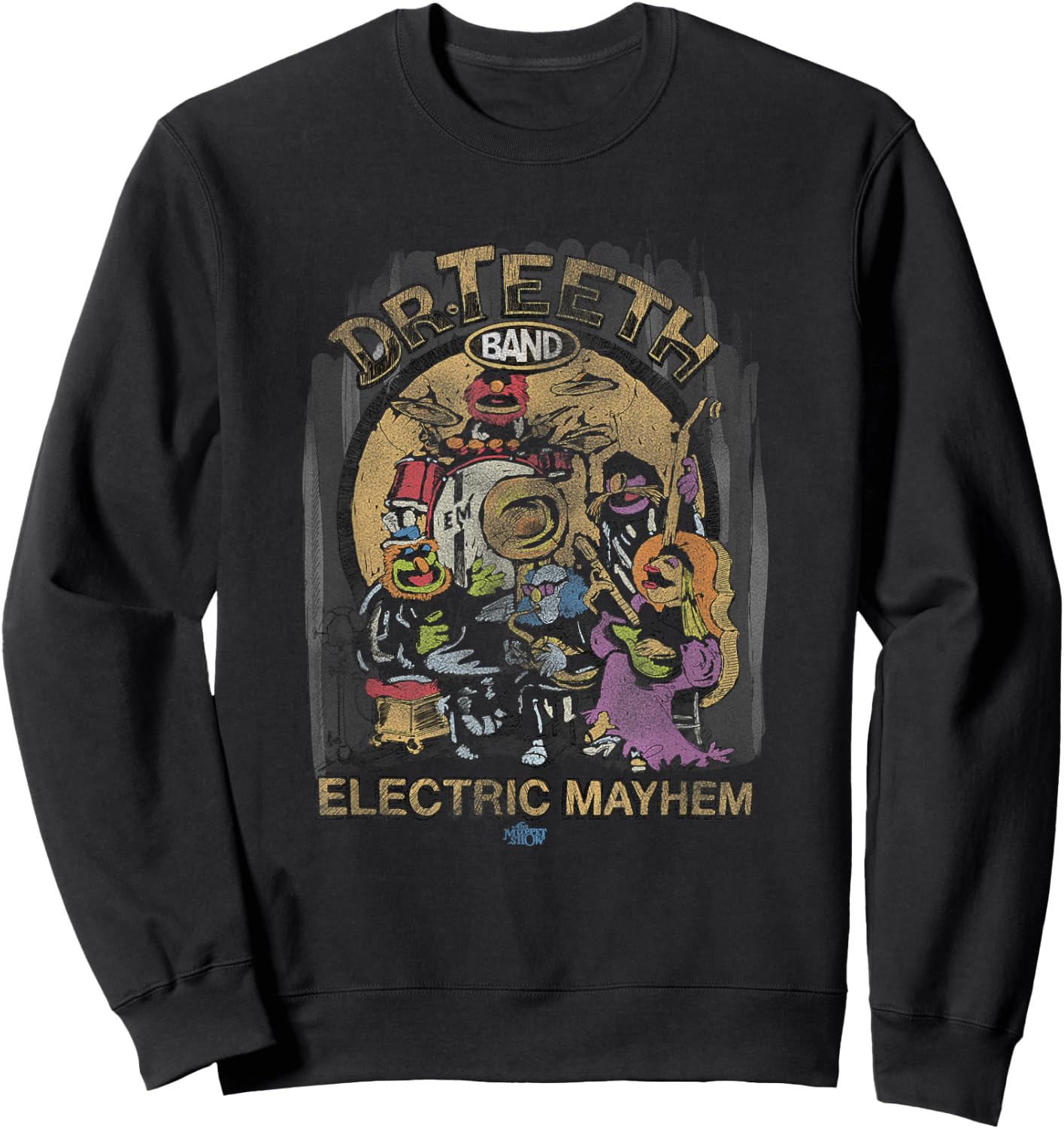 Disney The Muppets Show Dr. Teeth Electric Mayhem Distressed Sweatshirt - Sweatshirt | Black