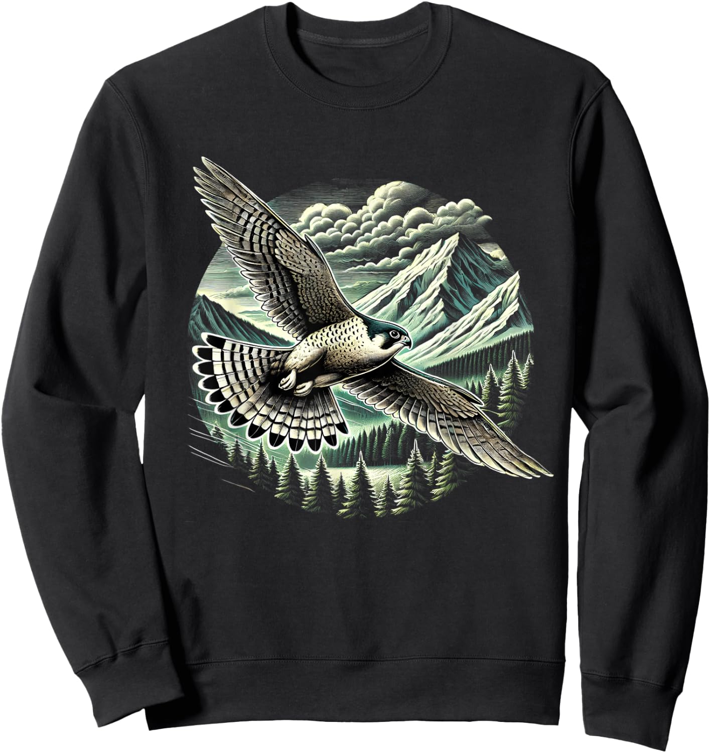 Peregrine Falcon Fly Bird Raptor Lover Birding Watcher Sweatshirt - Sweatshirt | Black