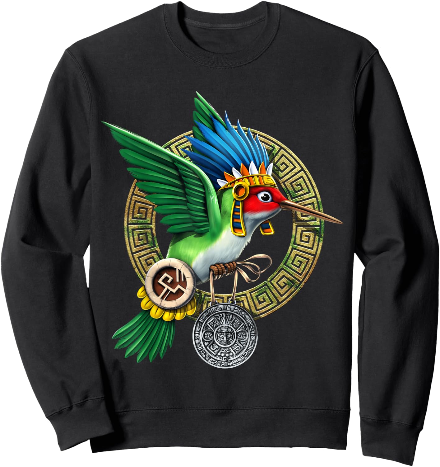 Aztec God Huitzilopochtli Hummingbird Mayan Colibri Bird Sweatshirt - Sweatshirt | Black
