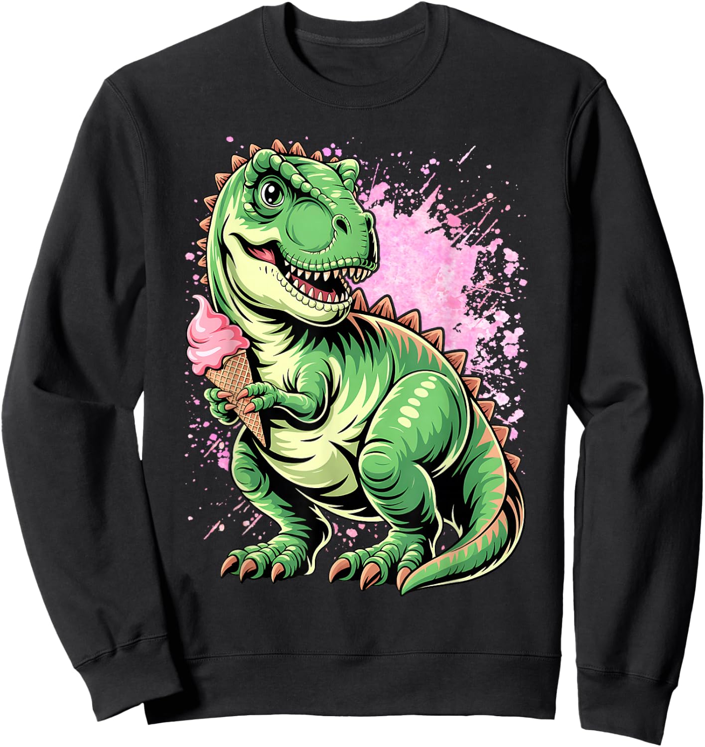 Ice Cream Dinosaur Brontosaurus Delicious Icecream Dino Sweatshirt - Sweatshirt | Black