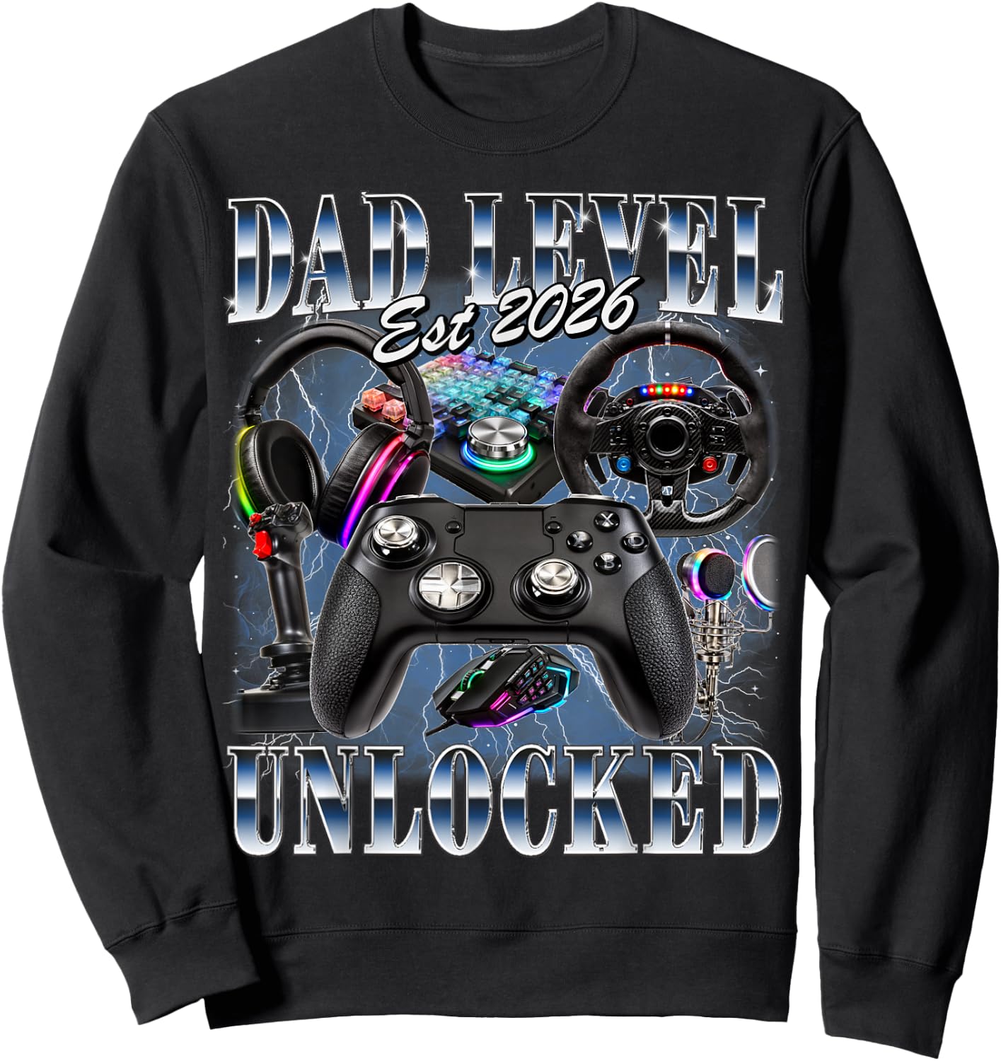 Dad Level Unlocked Est 2026 Gamer First Time Daddy to Be Sweatshirt - Sweatshirt | Black