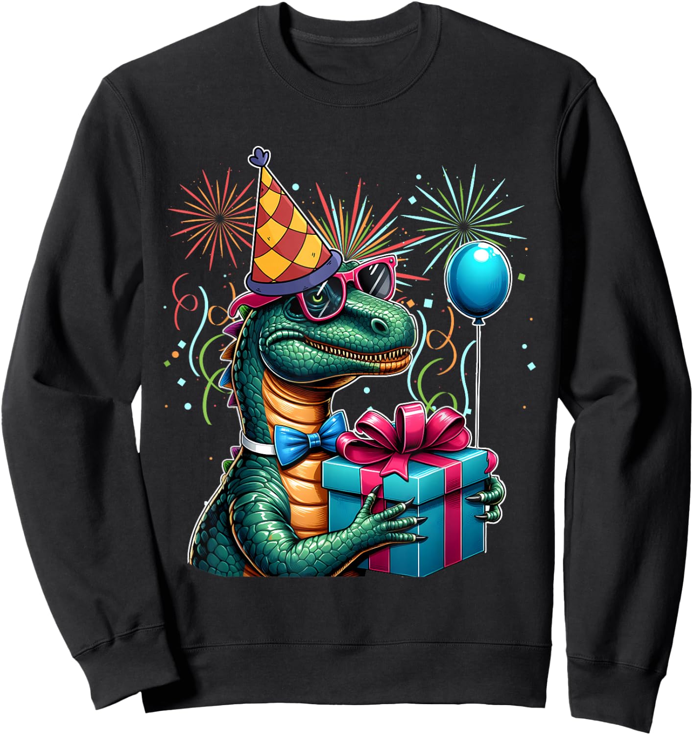 Dinosaur Birthday Party Adult , Black, S Sweatshirt - Sweatshirt | Black