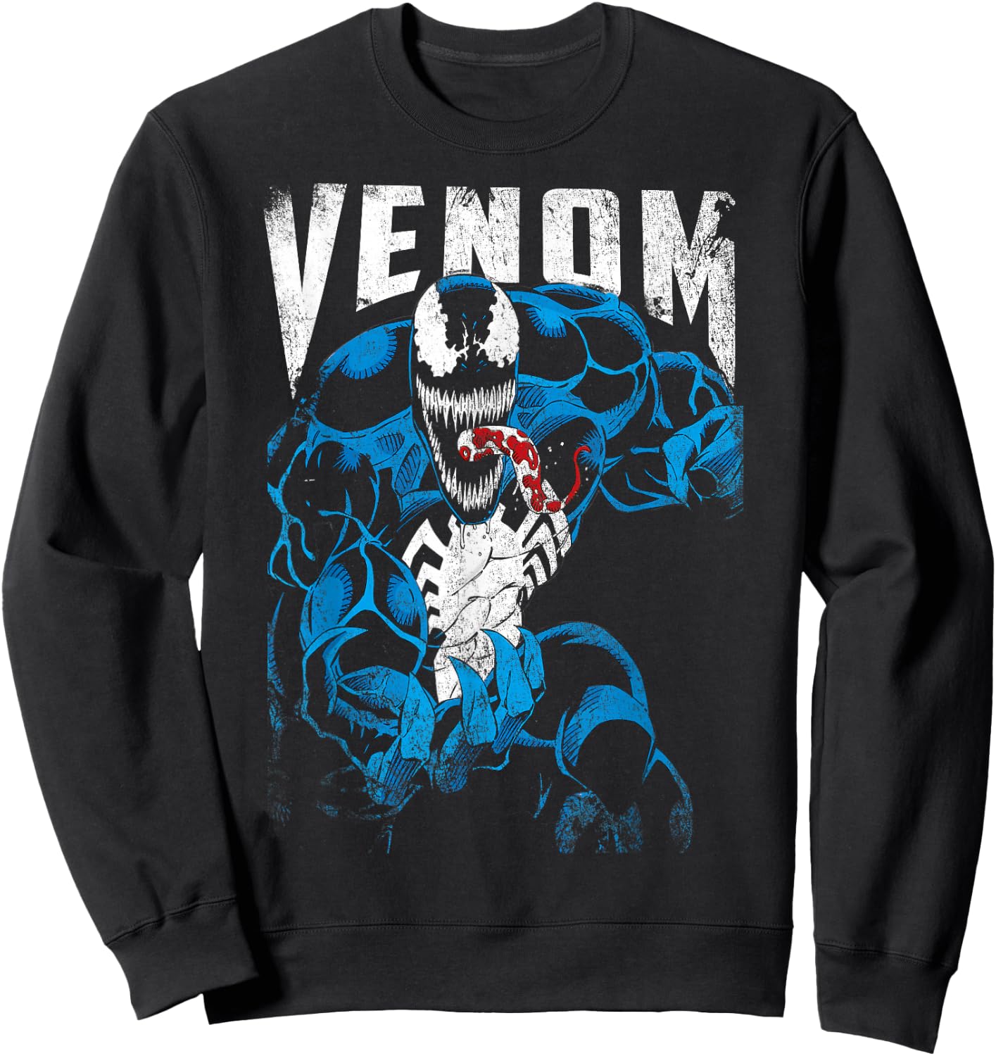 Marvel Venom Bloody Tongue Out Distressed Small Sweatshirt - Sweatshirt | Black