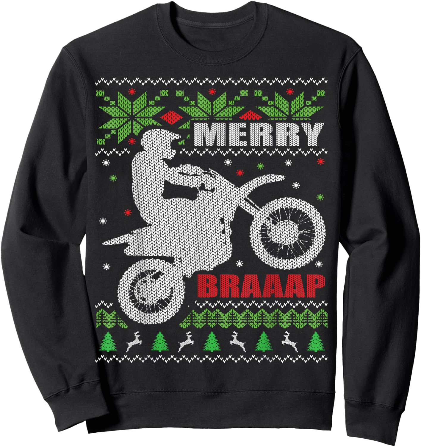 Dirt Bike Ugly Christmas Style Motocross Gift Sweatshirt - Sweatshirt | Black