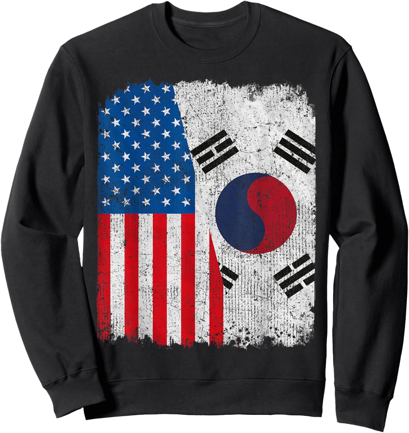 South Korean American Flag Half USA South Korea Root Proud Sweatshirt - Sweatshirt | Black