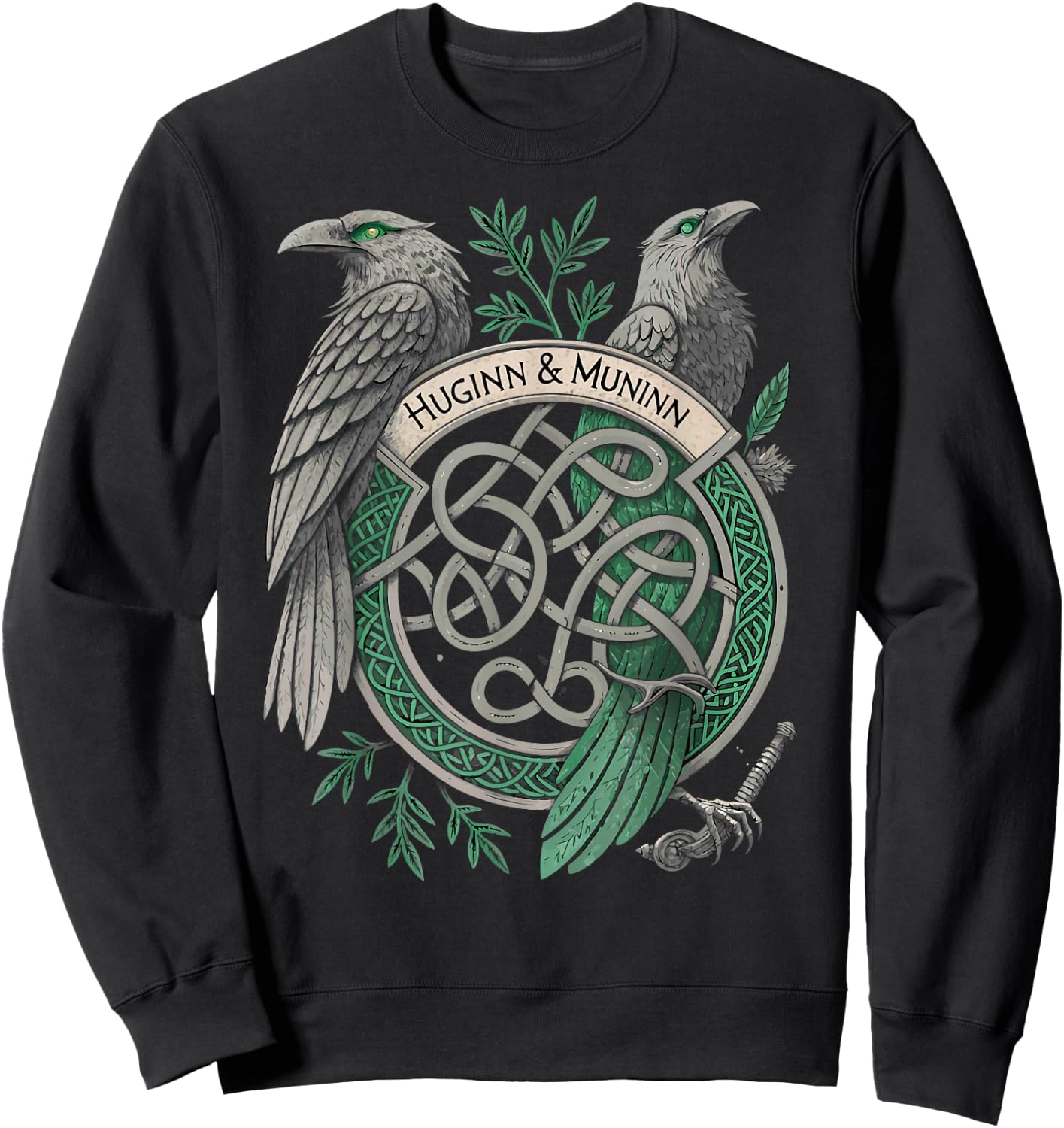 Huginn & Muninn - Germanic Mythology Viking Celtic Raven Sweatshirt - Sweatshirt | Black