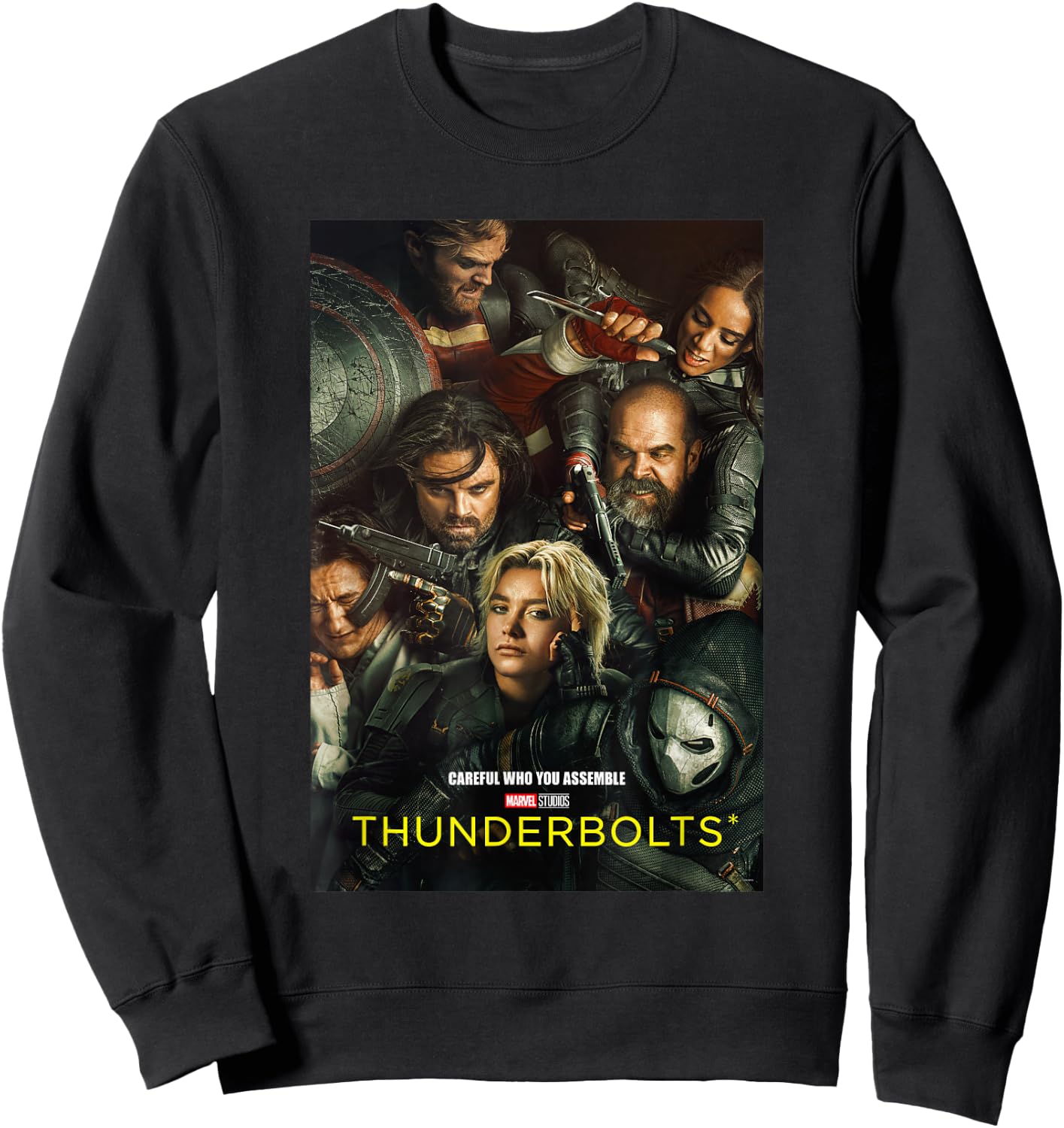 Marvel Thunderbolts Careful Who You Assemble Team Poster Sweatshirt - Sweatshirt | Black