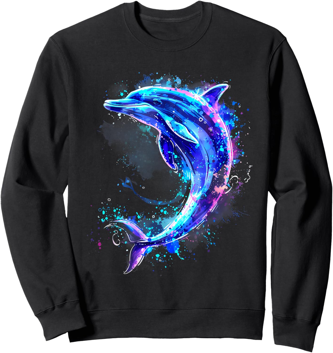 Dolphin Sea Ocean Dolphin Artwork Ocean Sea Animal Lover , black Sweatshirt - Sweatshirt | Black
