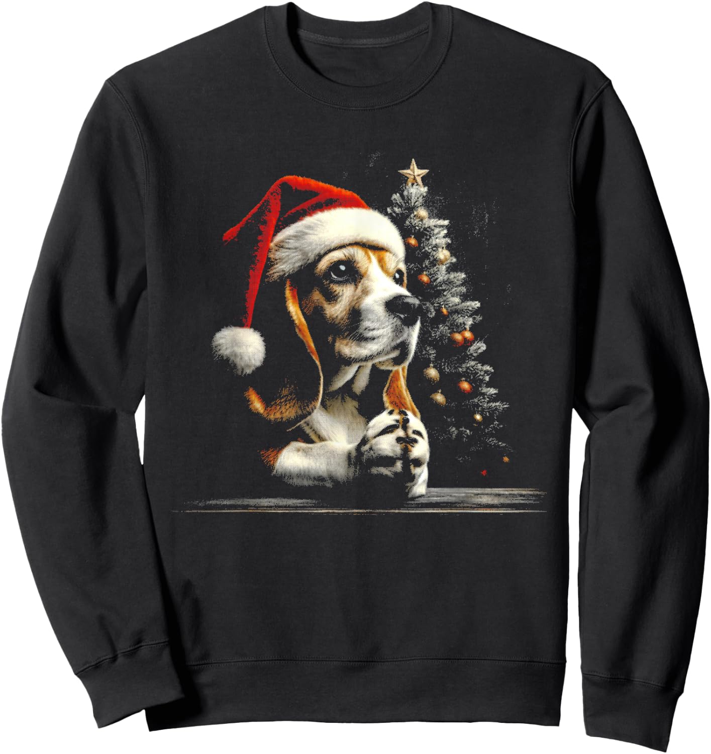 Beagle Santa Hat - Funny Cute Dog Xmas Christmas Lover Sweatshirt - Sweatshirt | Black