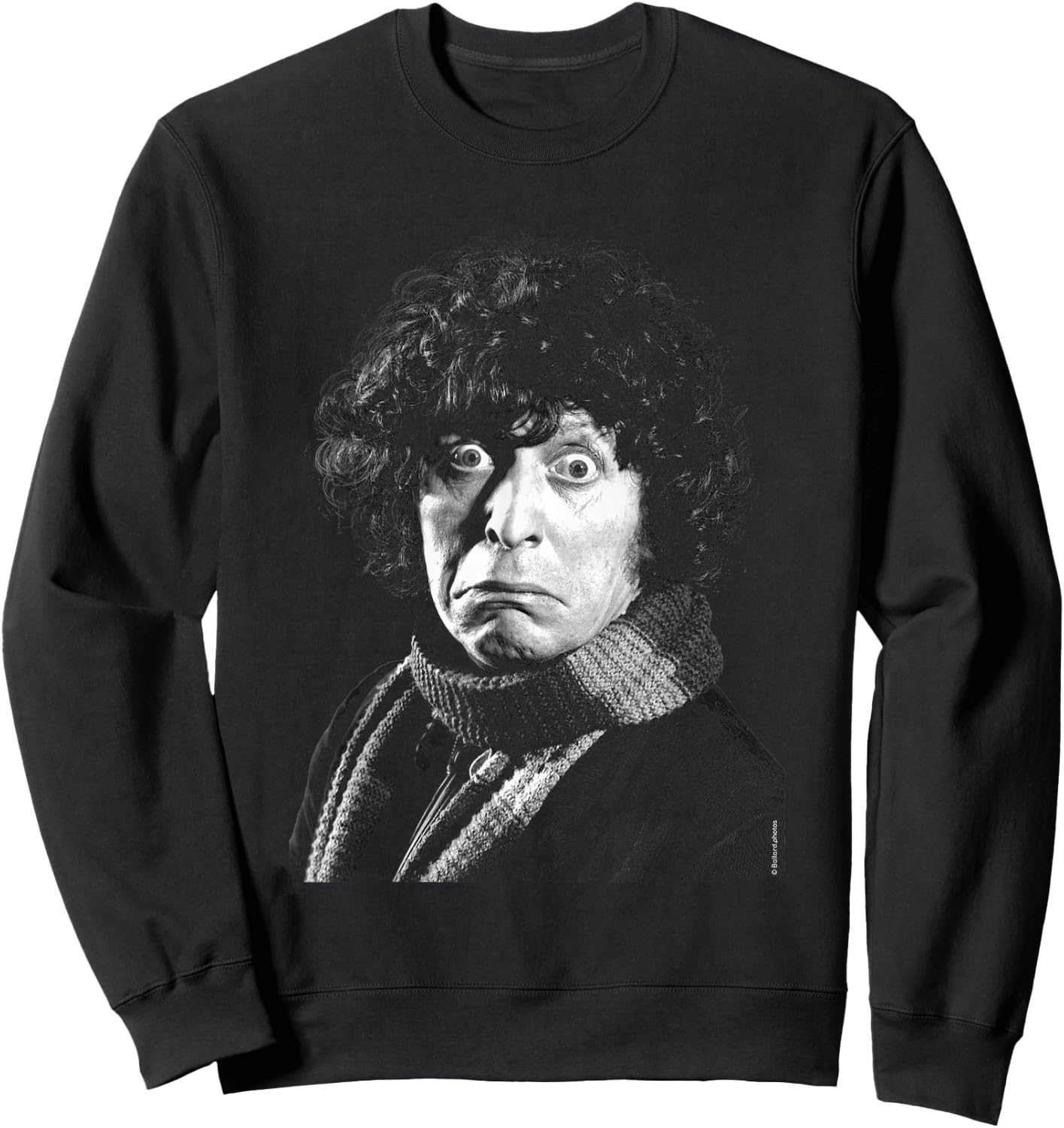 Tom Baker Scared Expression Doctor Who Black & White Sweatshirt - Sweatshirt | Black