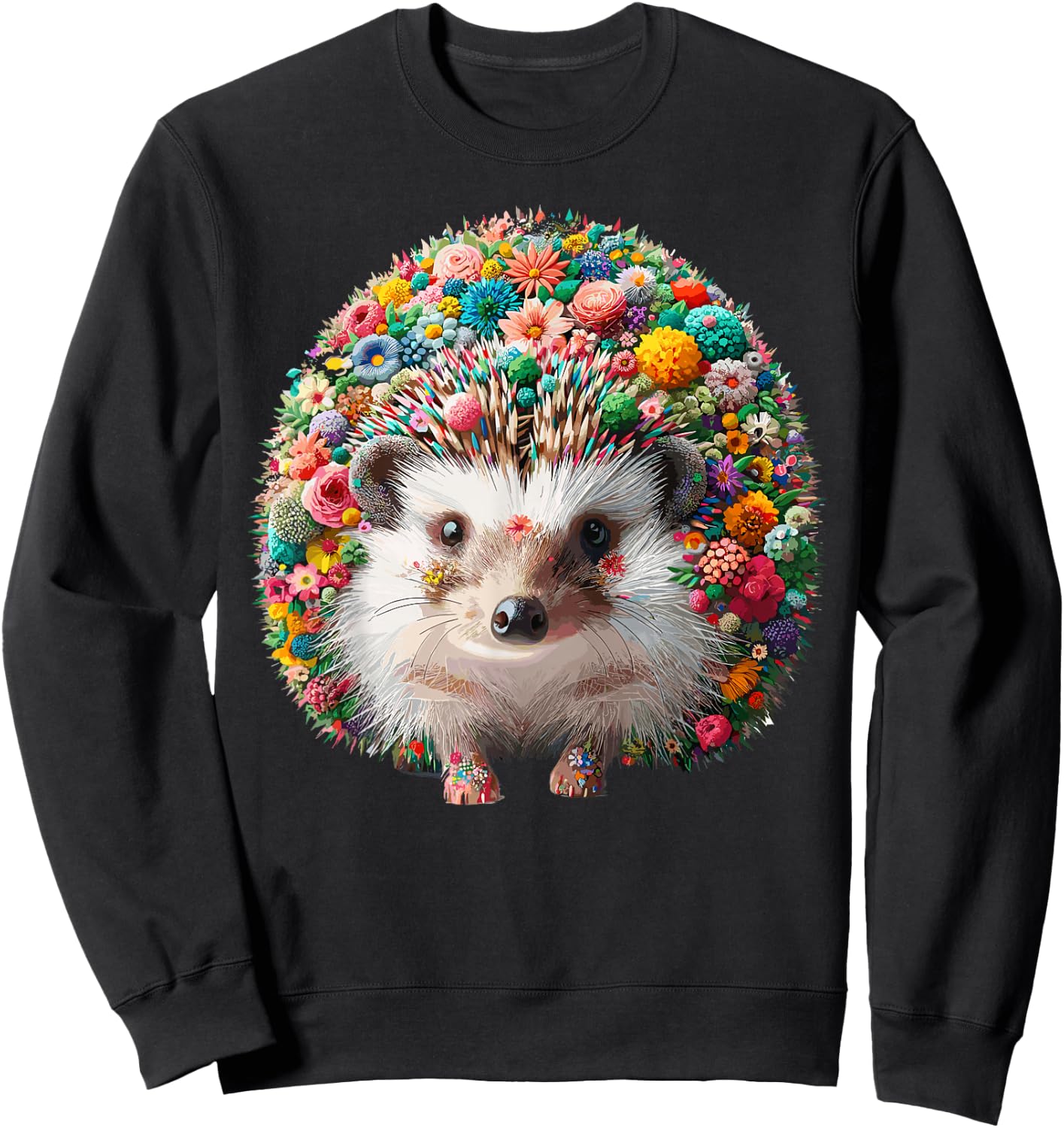 Floral Aesthetic Hedgehog Lover Stuff Hedgehog Sweatshirt - Sweatshirt | Black