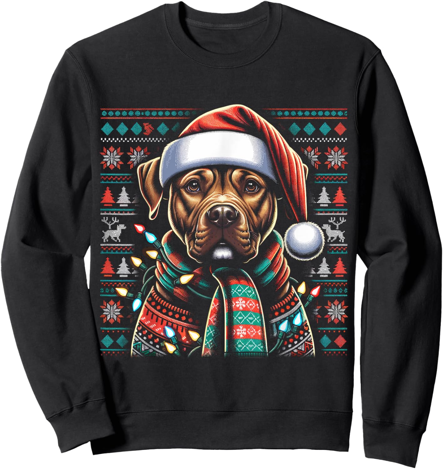 Christmas Pit bull Xmas Pit Bull Mom Dog Lover Santa Sweatshirt - Sweatshirt | Black