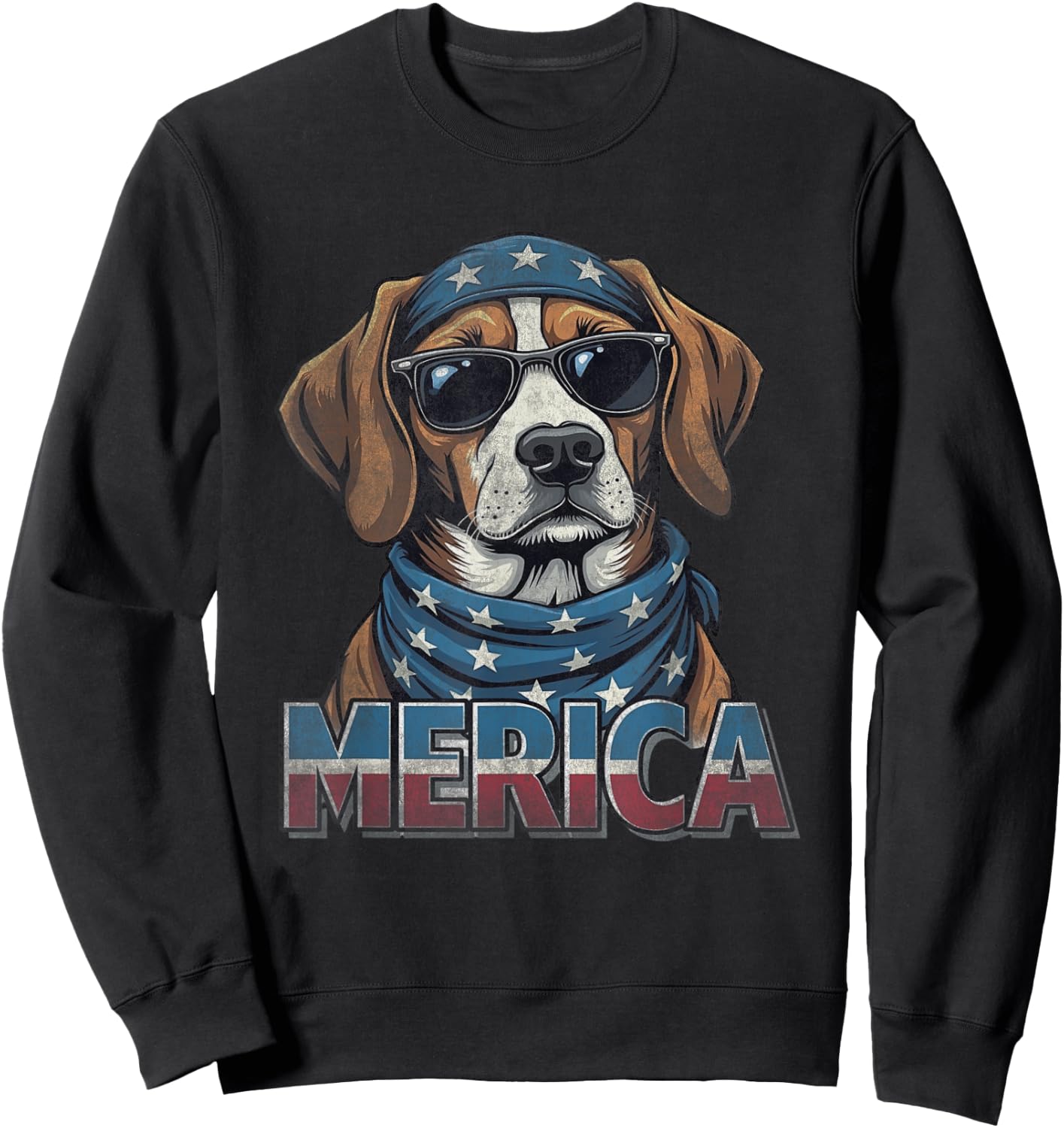 Vintage Beagle 4th of July Merica Sweatshirt - Sweatshirt | Black