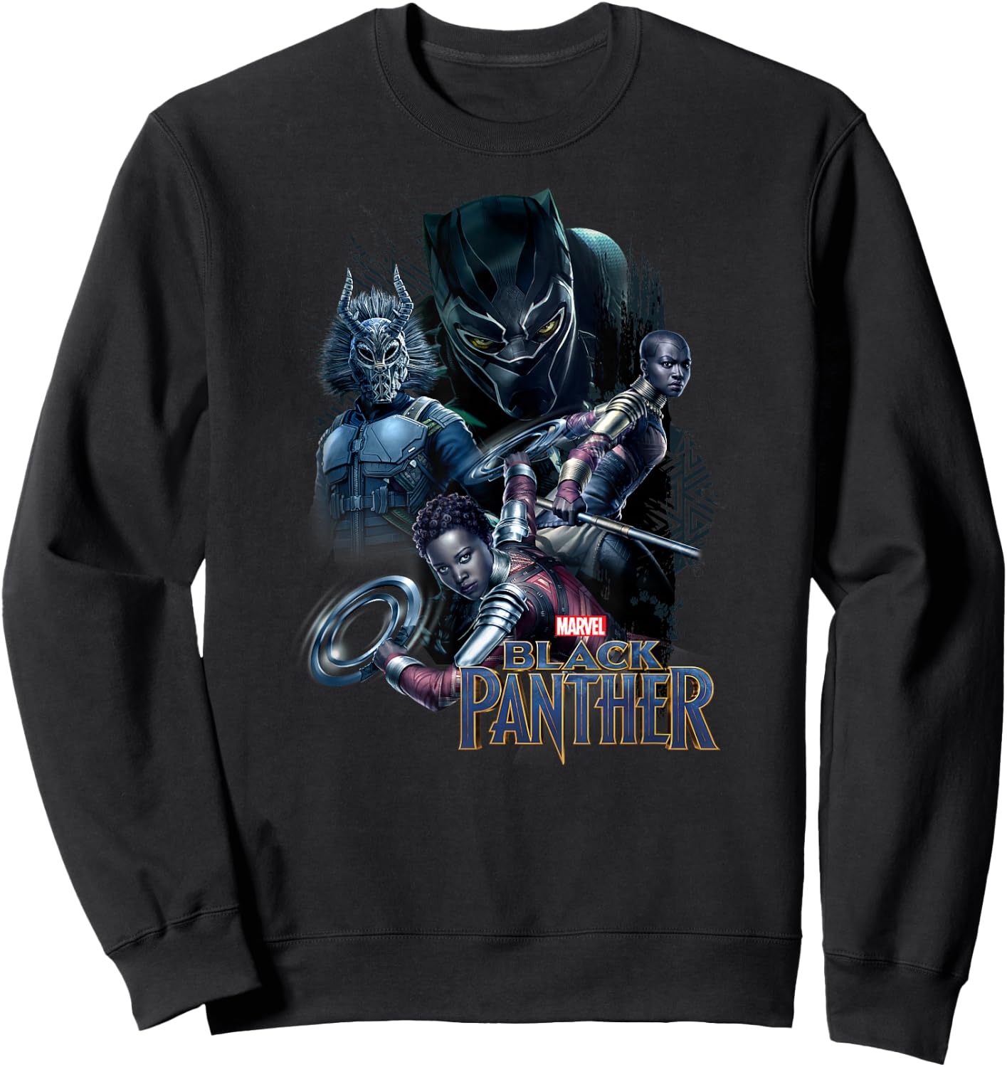 Marvel Black Panther Movie Warrior Poses Graphic Sweatshirt - Sweatshirt | Black