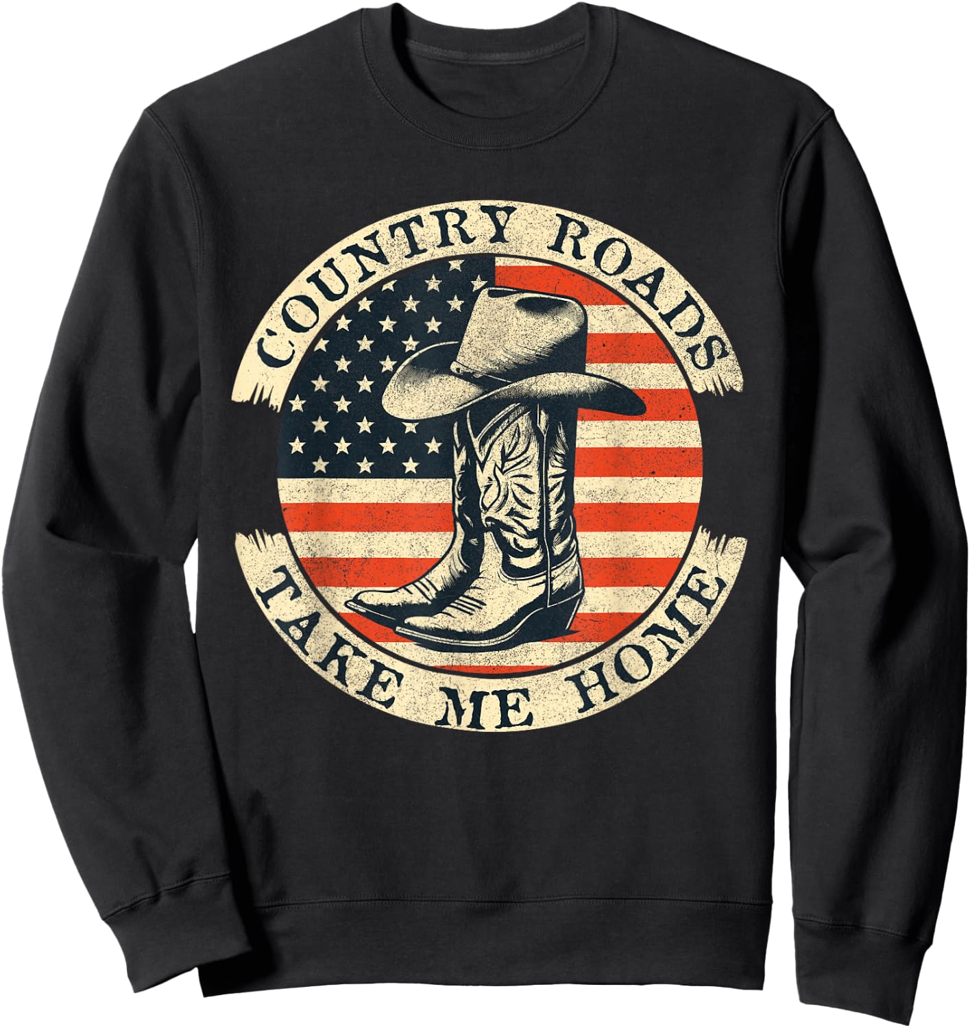 Country Roads Take Me Home Cowboy Western Virginia Retro Sweatshirt - Sweatshirt | Black