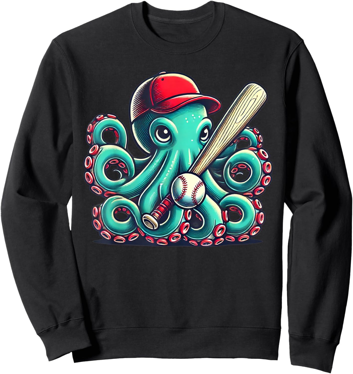 Octopus baseball boys girls sea animals ocean diving Sweatshirt - Sweatshirt | Black
