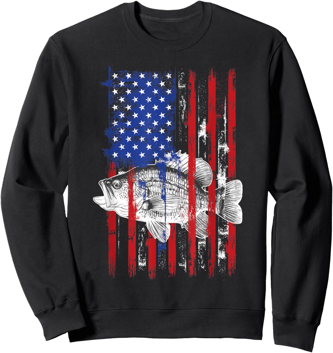 Crappie American Flag Fishing Flag Patriotic Fish Catcher Sweatshirt - Sweatshirt | Black