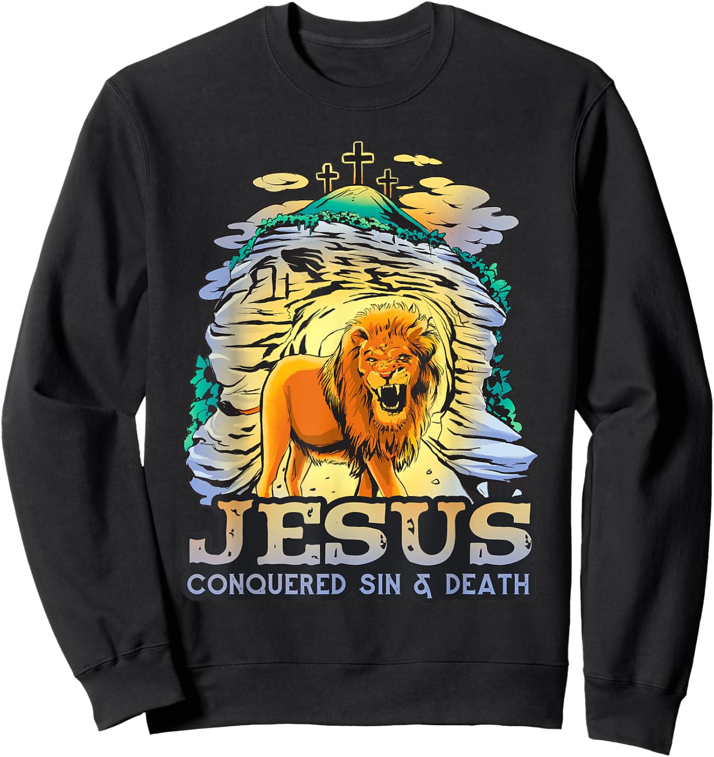Jesus Conquered Sin and Death Powerful Symbolism of Victory Sweatshirt - Sweatshirt | Black
