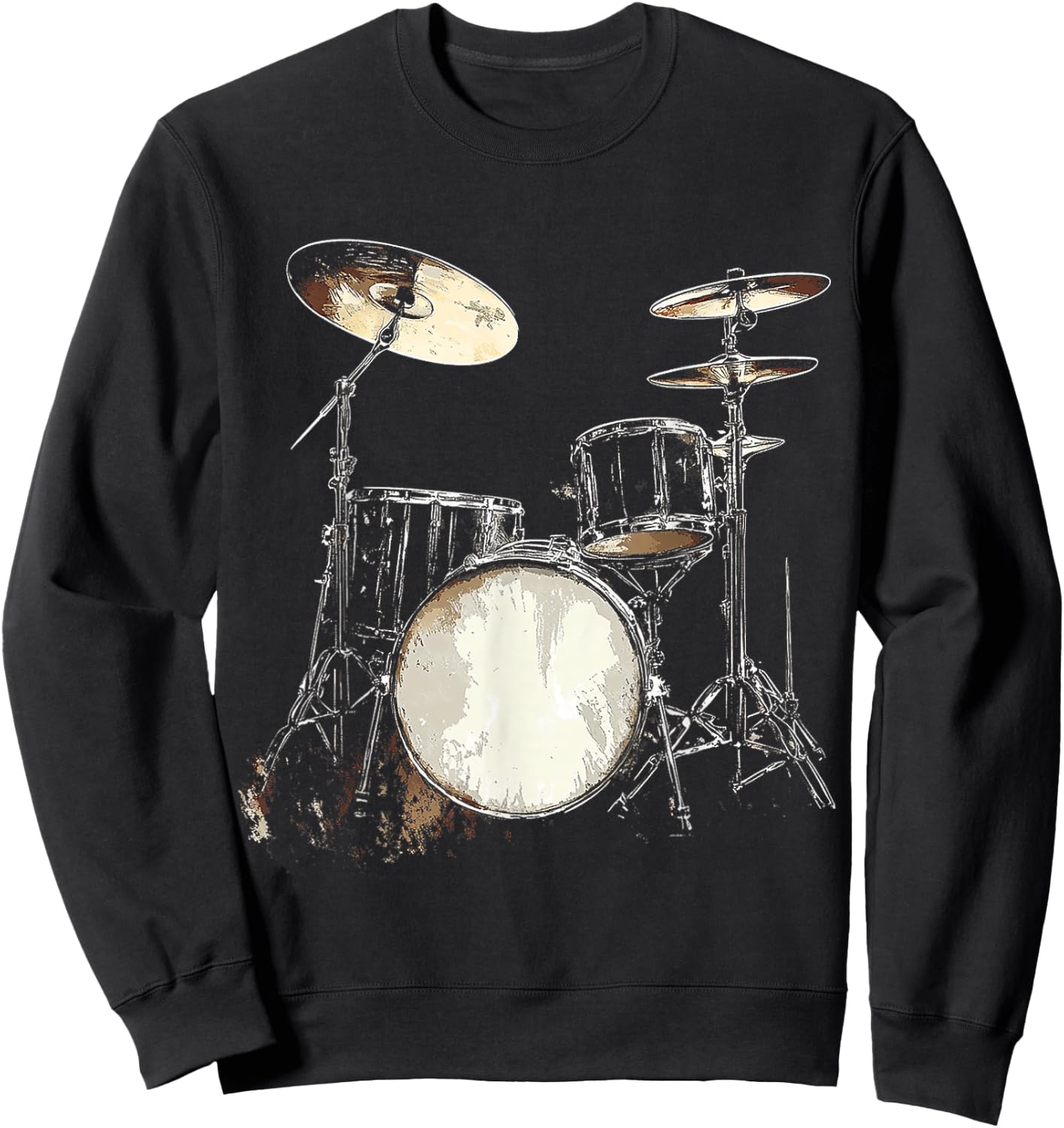 Drumset Music Instrument Motif Art Drumset Sweatshirt - Sweatshirt | Black