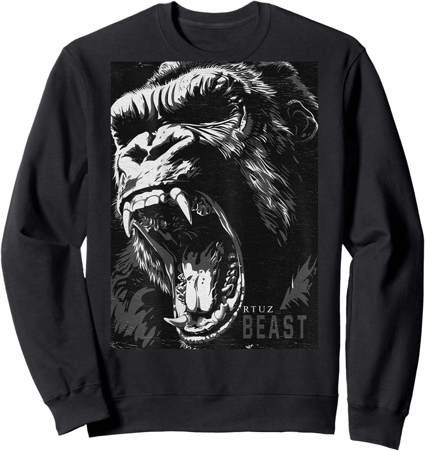 Wild Backprint Gorilla King Animal Monkey Gorilla Sweatshirt - Sweatshirt | Black