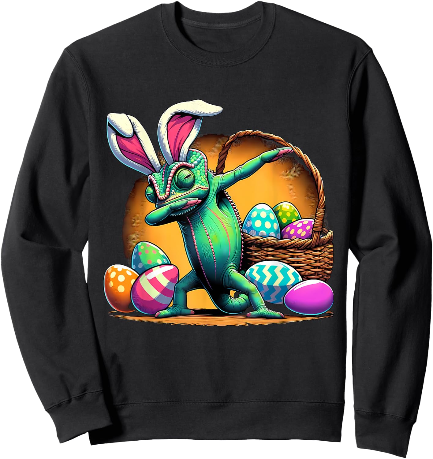 Dabbing Easter Bunny Chameleon Sweatshirt - Sweatshirt | Black