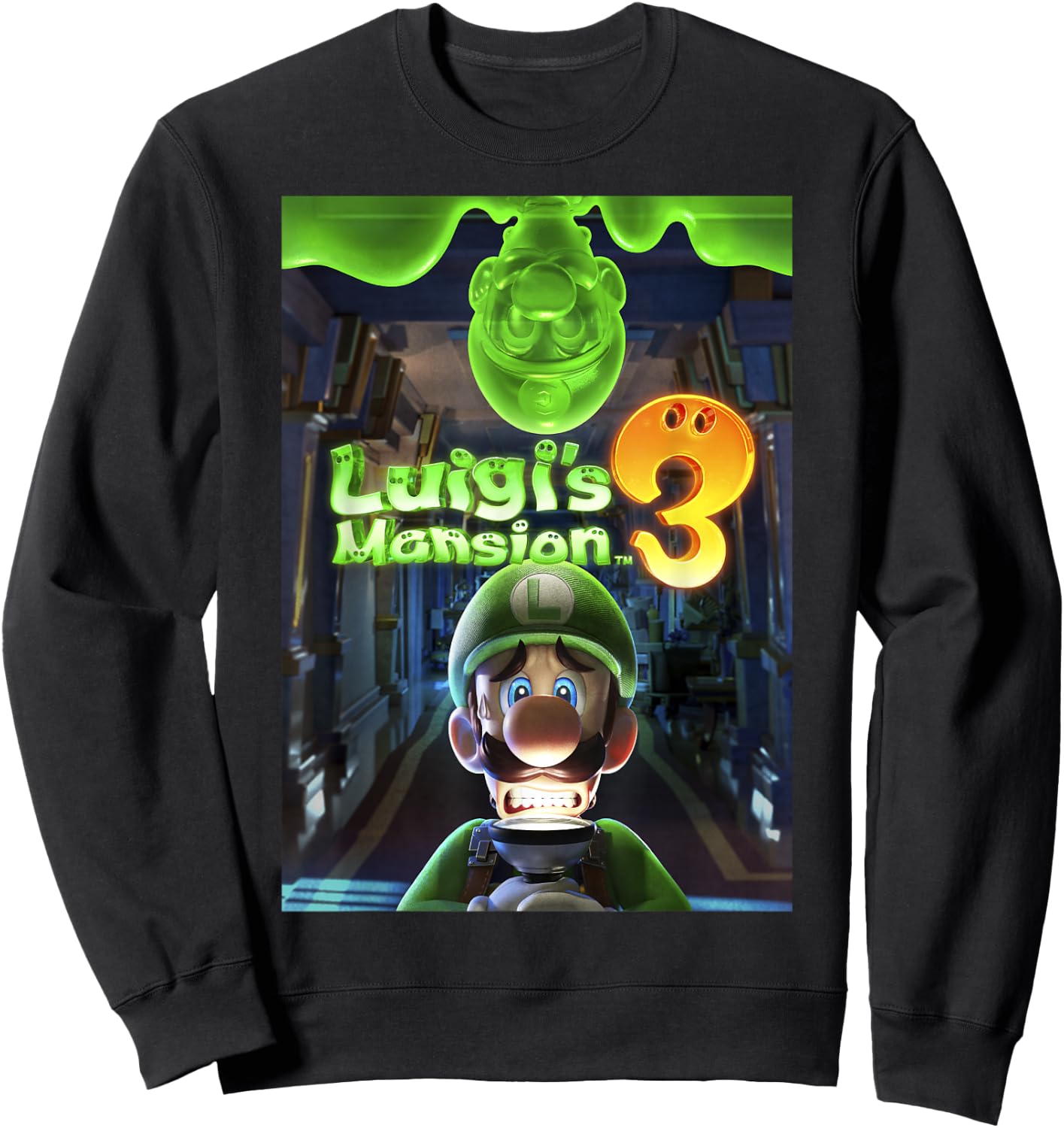 Luigi's Mansion 3 Luigi Poster Sweatshirt - Sweatshirt | Black