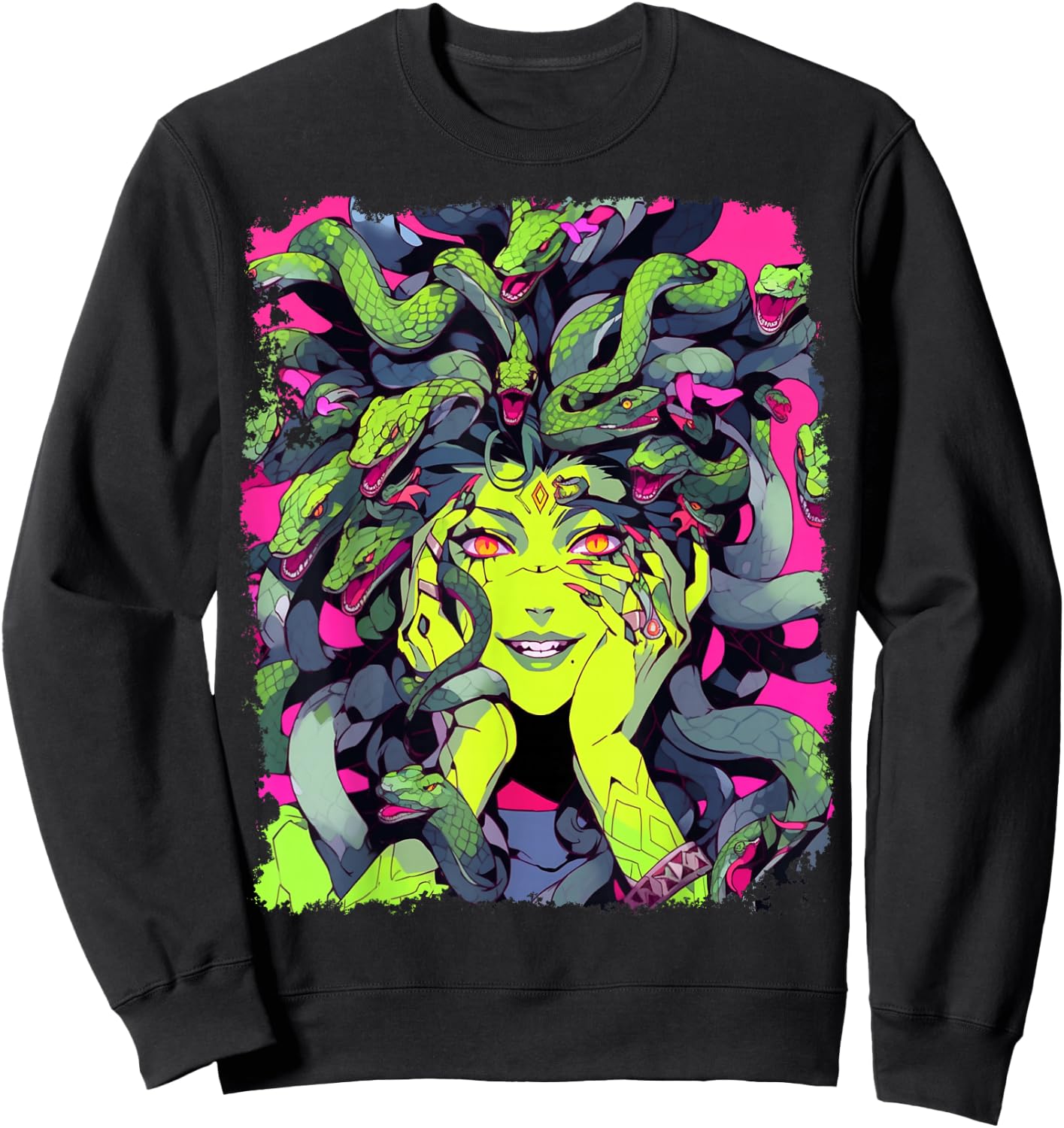 Feminine Greek Mythology Goddess Sexy Medusa Snakes Hair Sweatshirt - Sweatshirt | Black