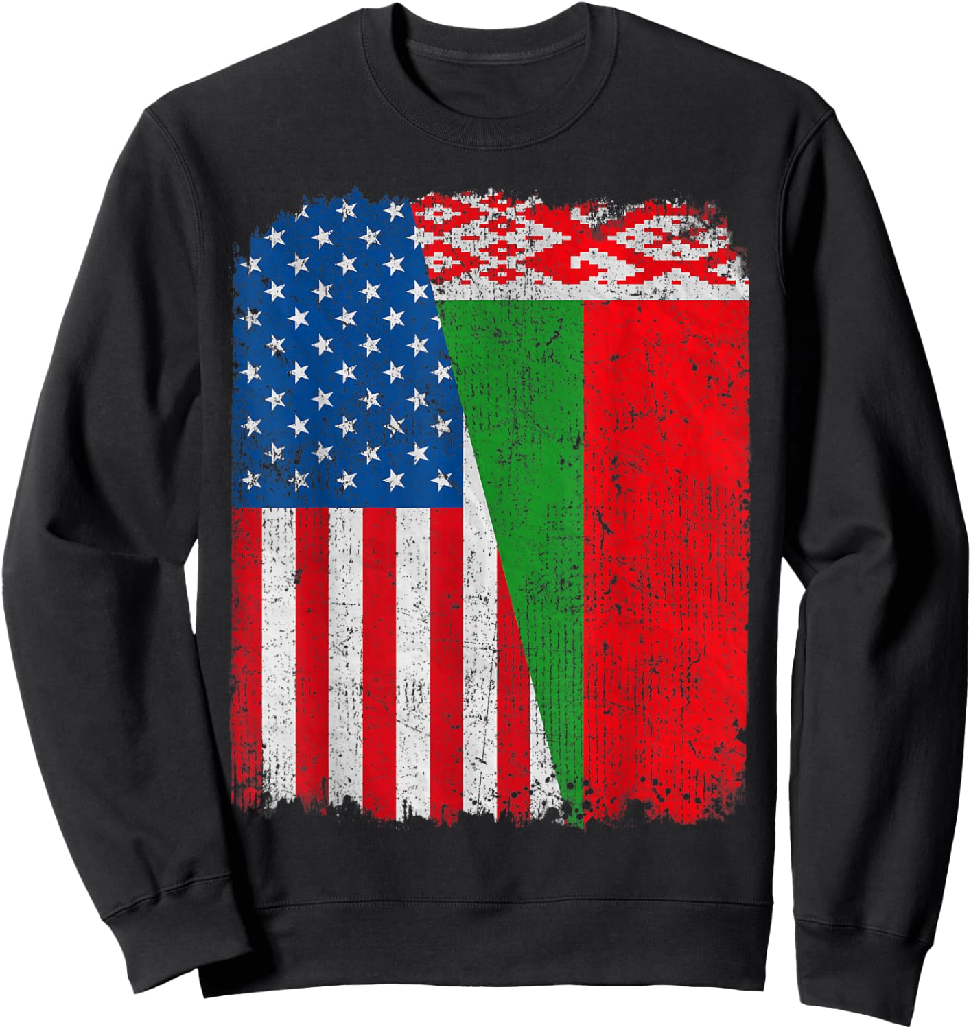 Belarusian American Flag Half USA Belarus Root Proud Kids Men Sweatshirt - Sweatshirt | Black