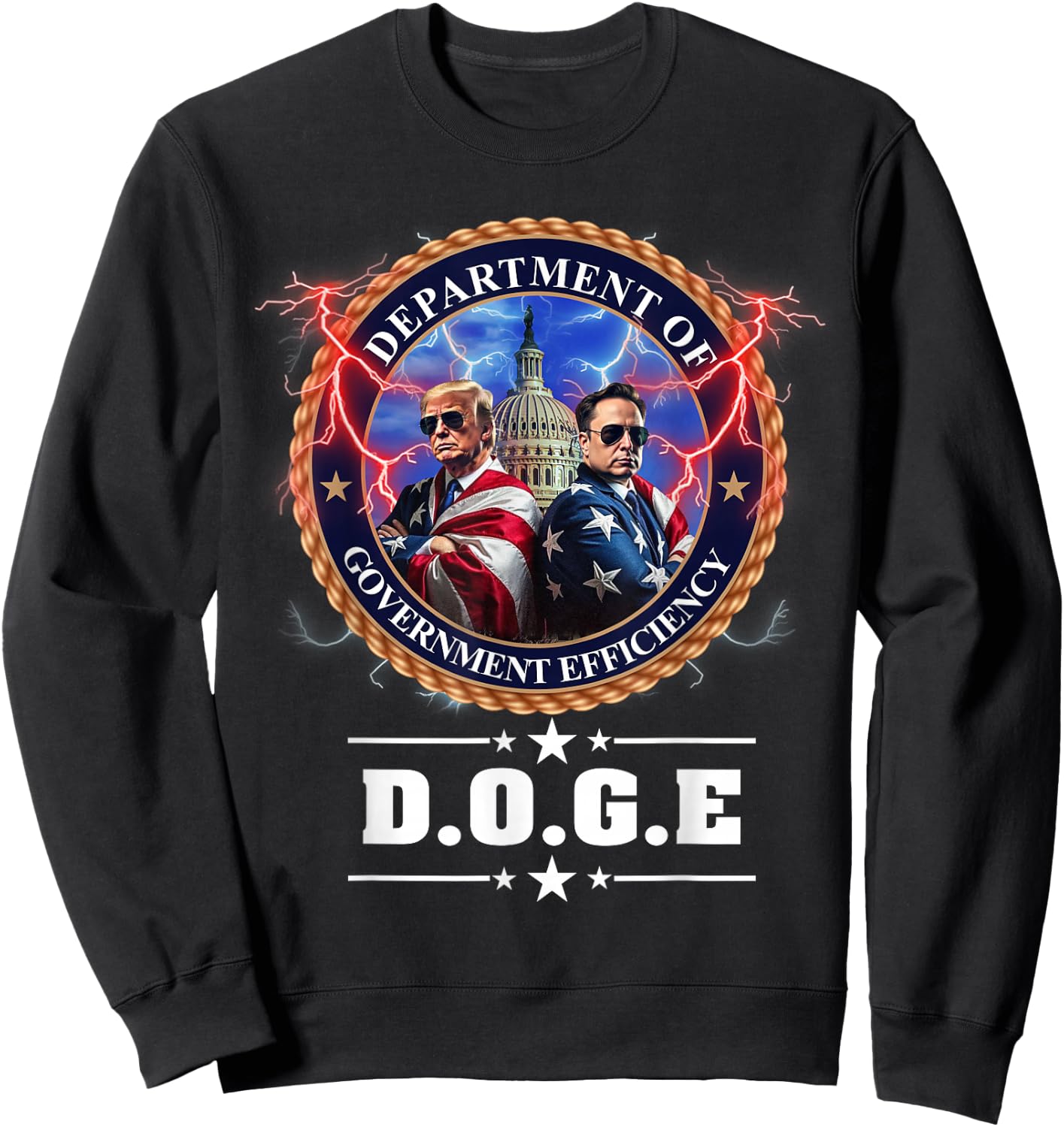 DOGE Department of Government Efficiency Trump 47th Elon , Black, S Sweatshirt - Sweatshirt | Black