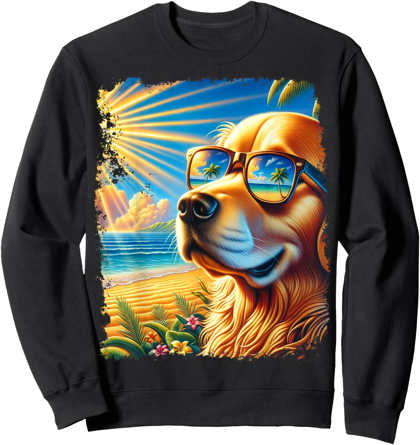 Golden Retriever Hawaiian Sweatshirt - Sweatshirt | Black