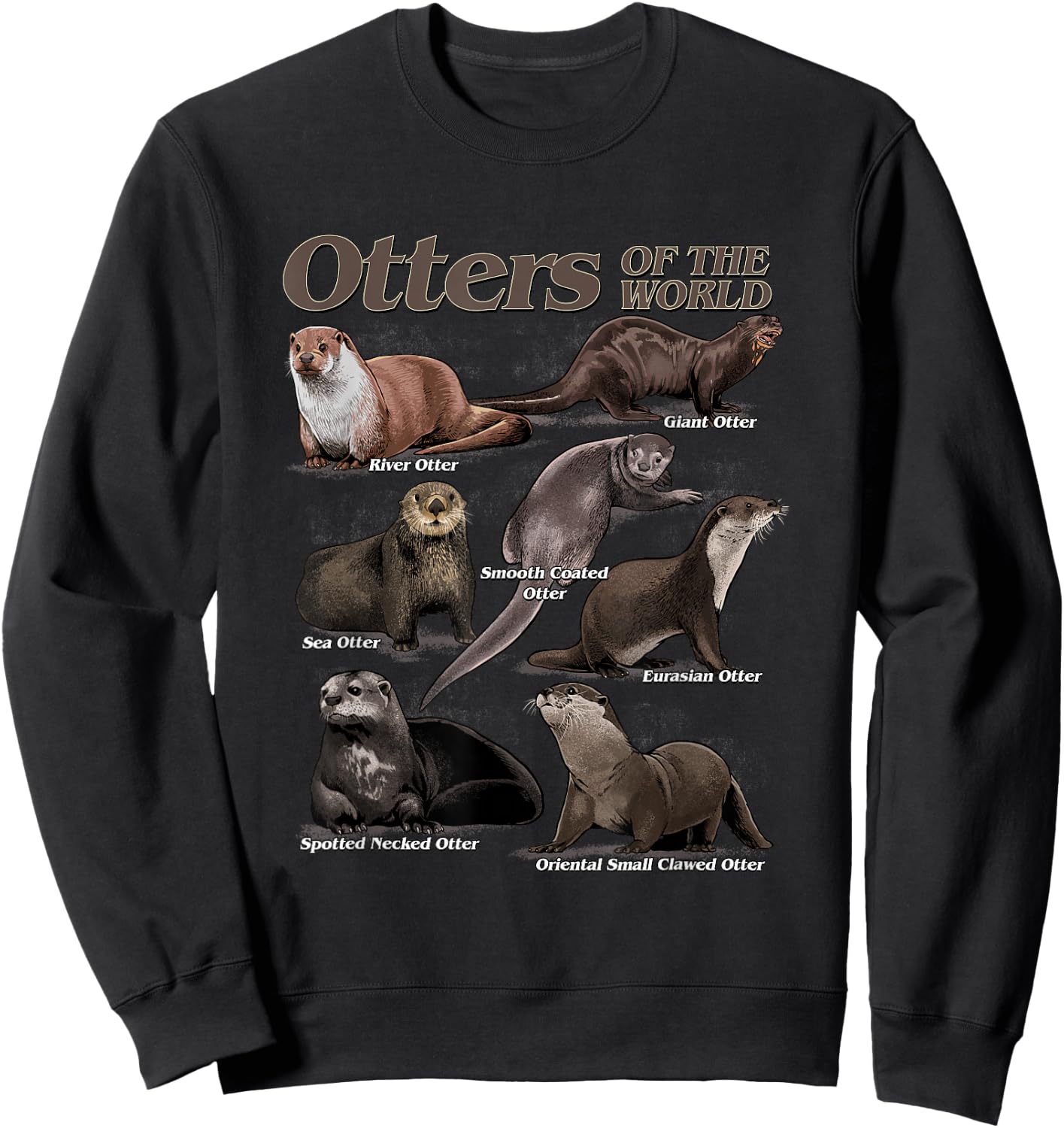 Otters Animals of the World Educational Animal Otter Lovers Sweatshirt - Sweatshirt | Black