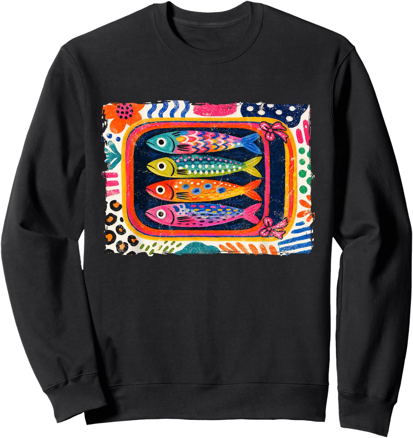 Summer Sardines Tinned Fish Coastal Aesthetic Beach Vacation Sweatshirt - Sweatshirt | Black