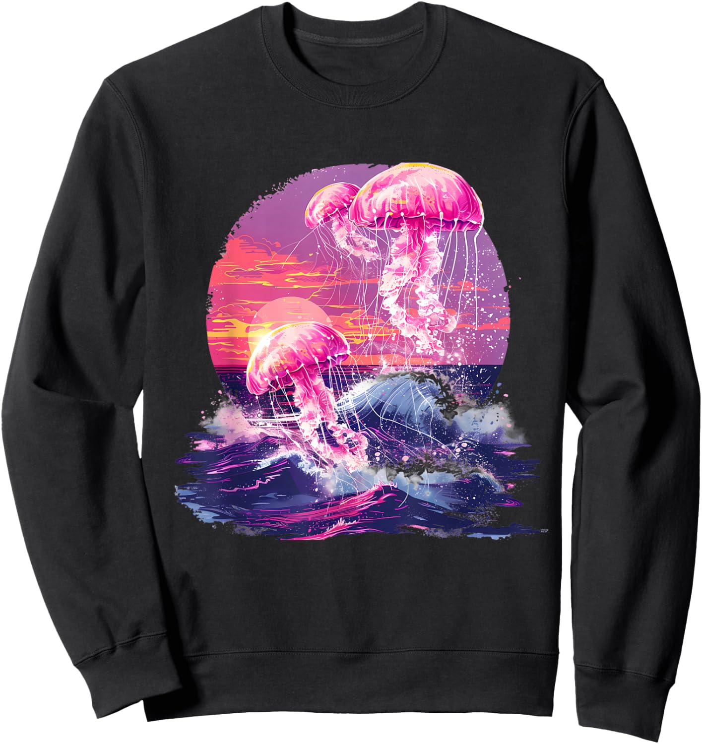 Jellyfish Sunset Ocean Sea Jellyfish Sea Ocean Animal Lover Sweatshirt - Sweatshirt | Black