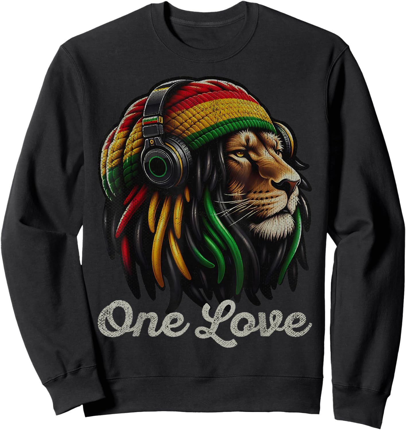 Jamaican Reggae Lion by Judah Rastafarian Lion , Black, S Sweatshirt - Sweatshirt | Black