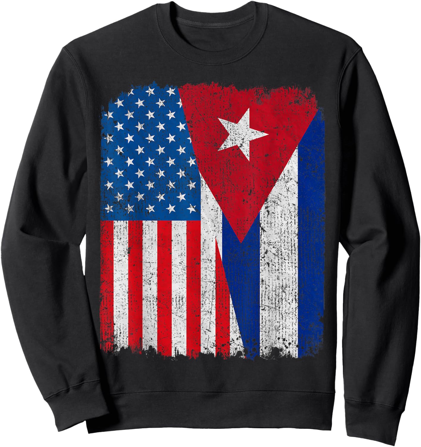 Cuban American Flag Half USA Cuba Root Proud Sweatshirt - Sweatshirt | Black