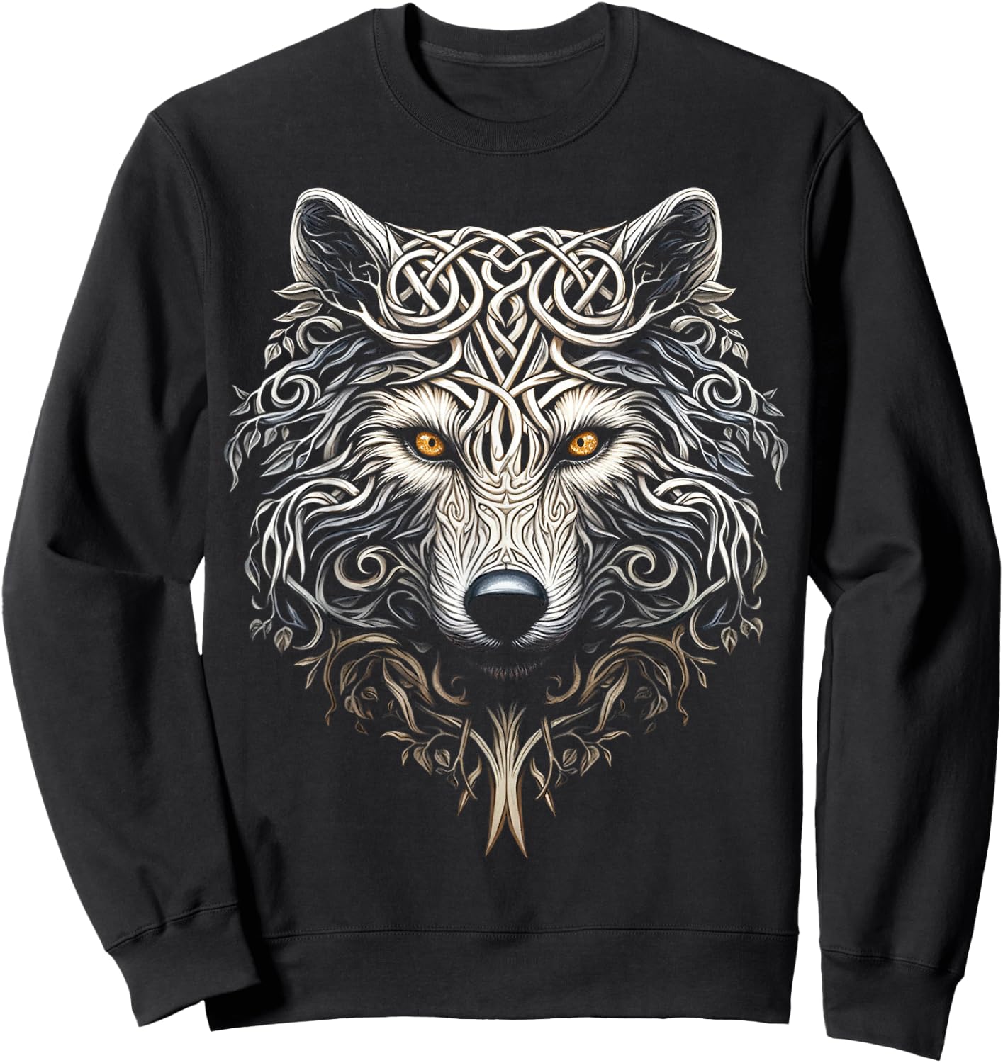Wolf Art Pflanzen Baum Tierliebhaber Mandala Grafik Wolf Sweatshirt - Sweatshirt | Black