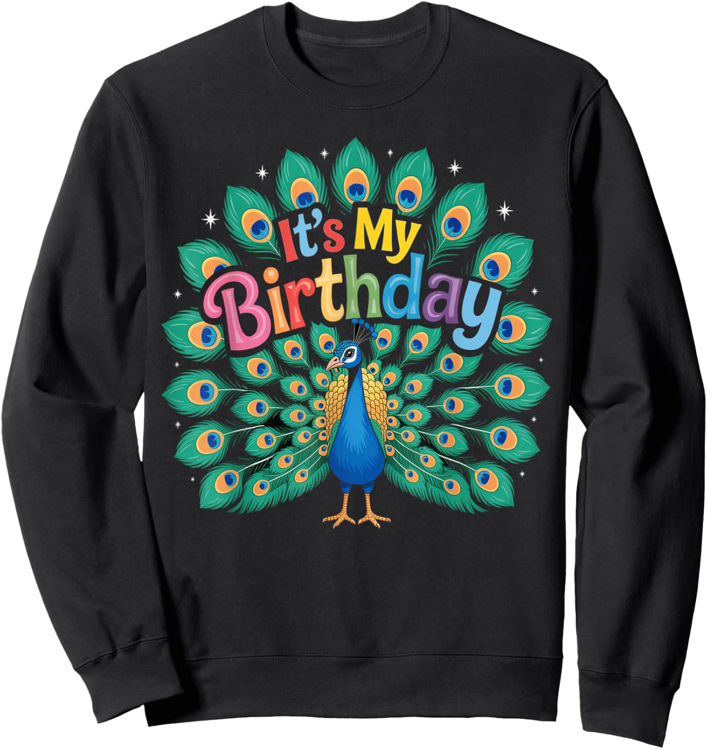 Birthday Peacock Women Men & Kids Sweatshirt - Sweatshirt | Black