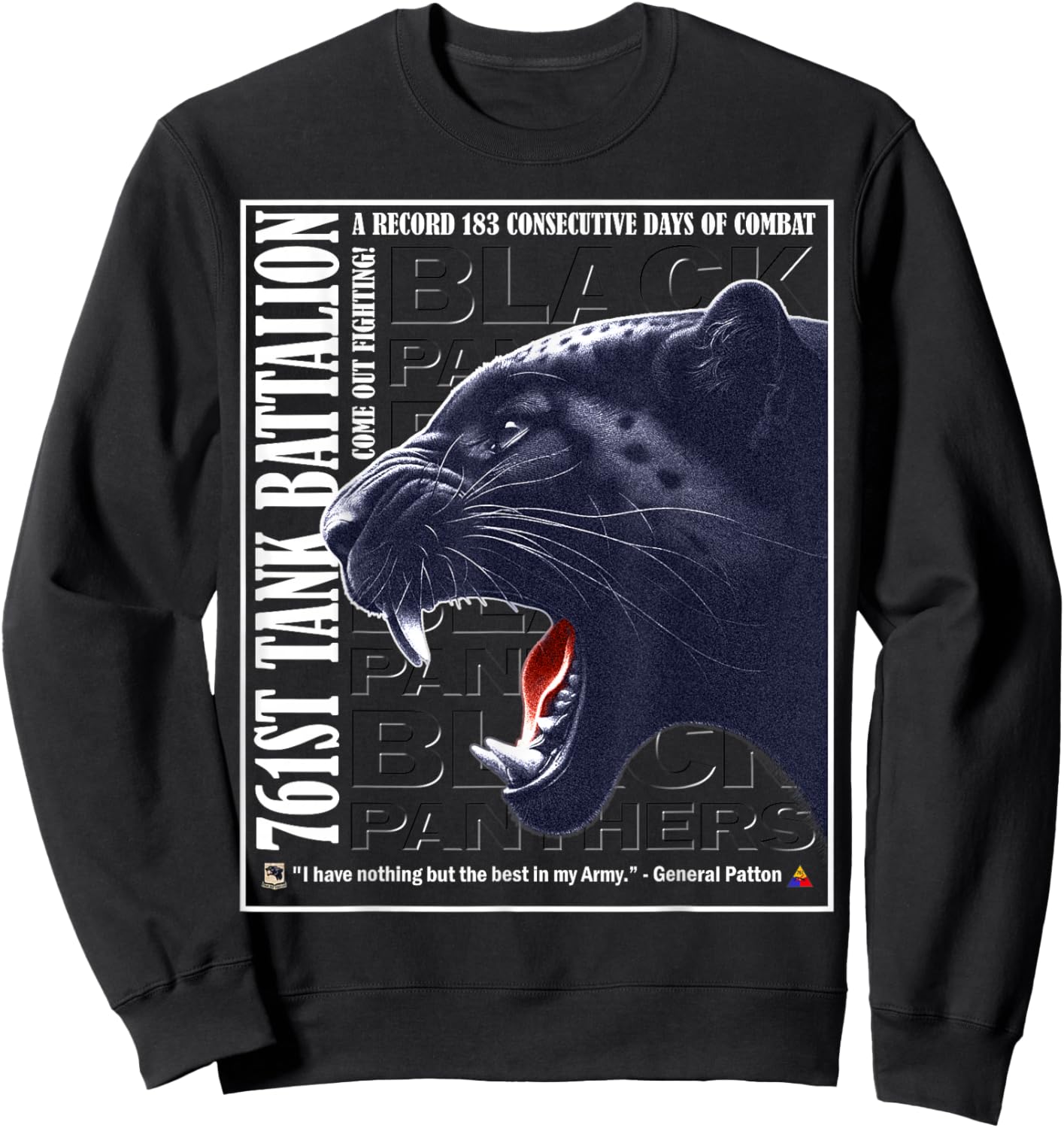 761st Tank Battalion Black Panthers WWII Valor Sweatshirt - Sweatshirt | Black