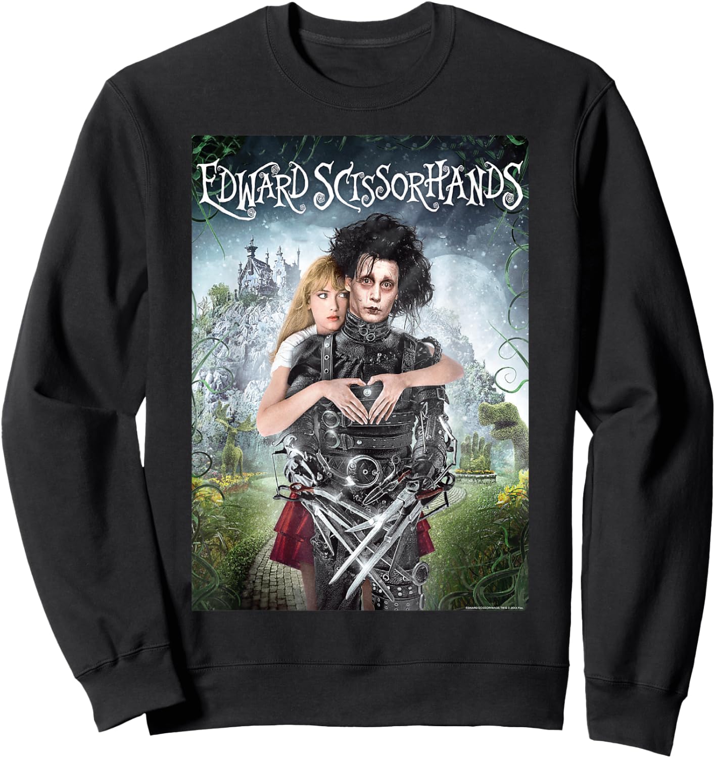 Edward Scissorhands Anniversary Movie Art Kim and Edward , Black, S Sweatshirt - Sweatshirt | Black