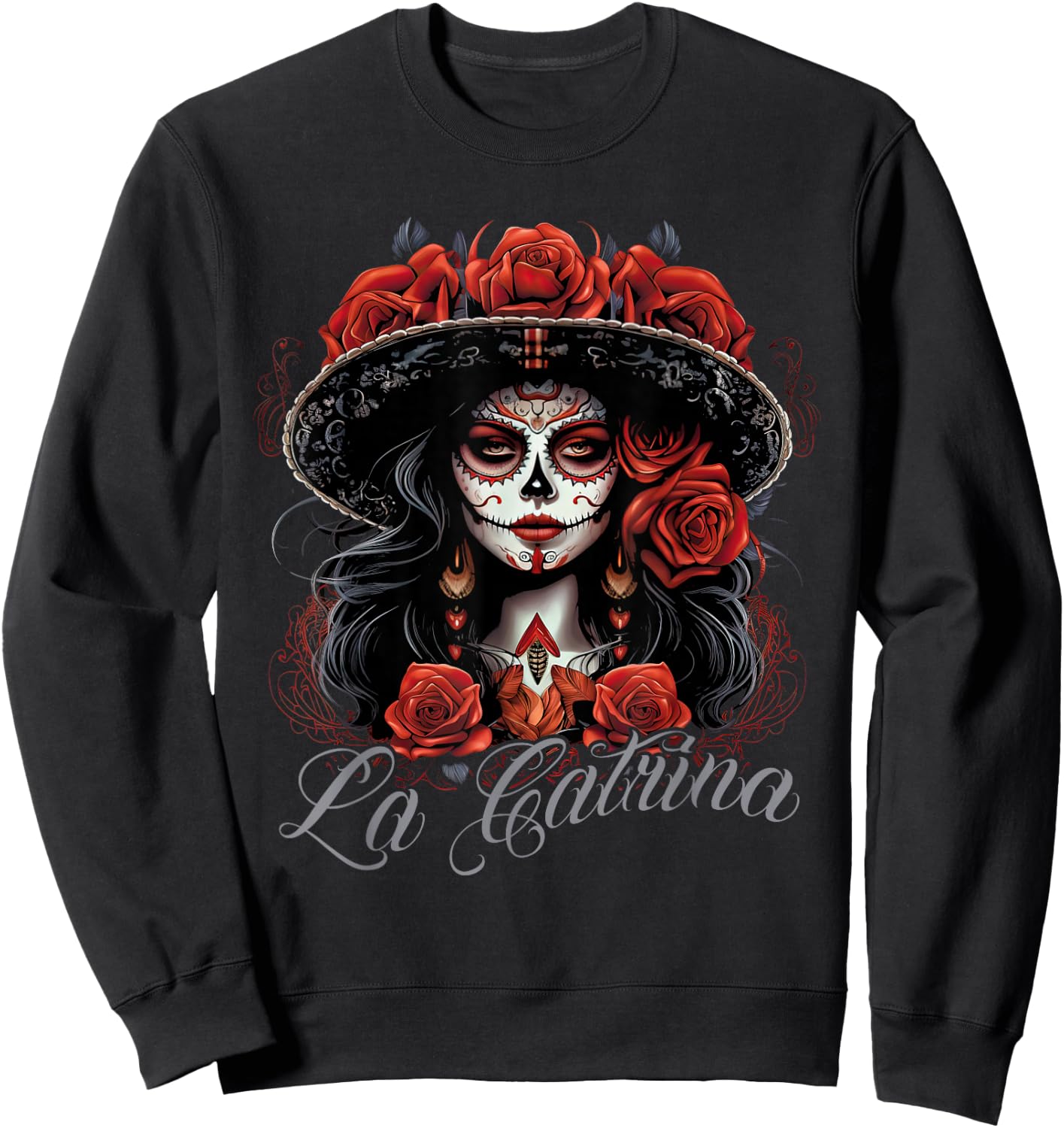 La Catrina Cool Dia De Los Muertos Design La Catrina , black Sweatshirt - Sweatshirt | Black
