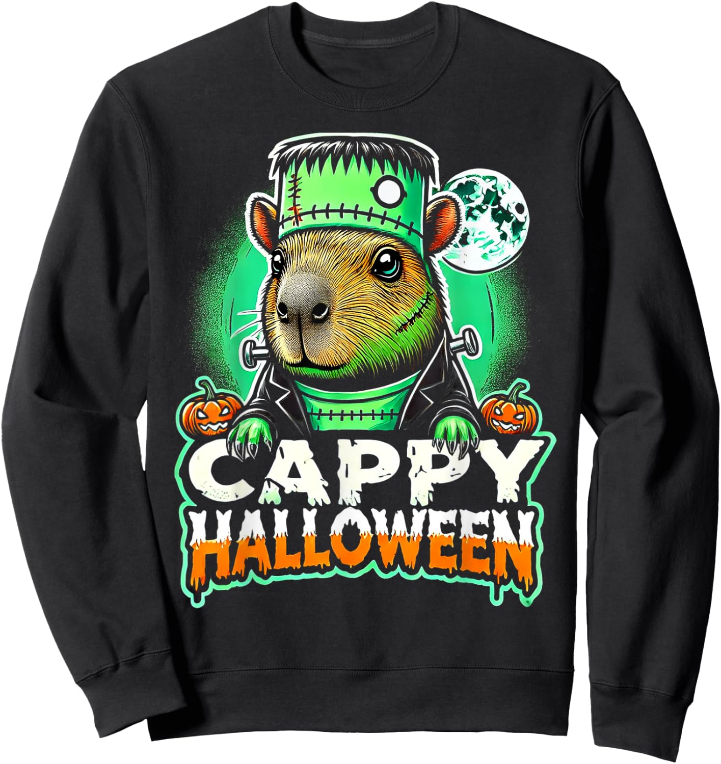 Cappy Halloween - Capybara Frankenstein - Funny Scary Spooky Sweatshirt - Sweatshirt | Black