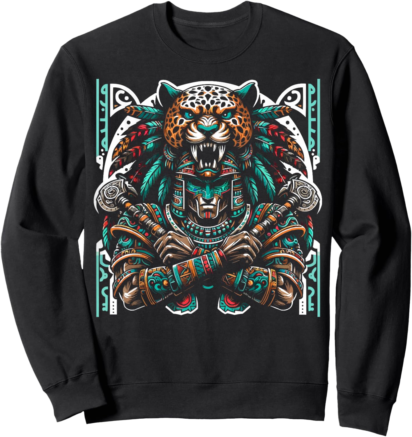 Aztec Jaguar Warrior Aztec Culture Mayan Indigenous Sweatshirt - Sweatshirt | Black