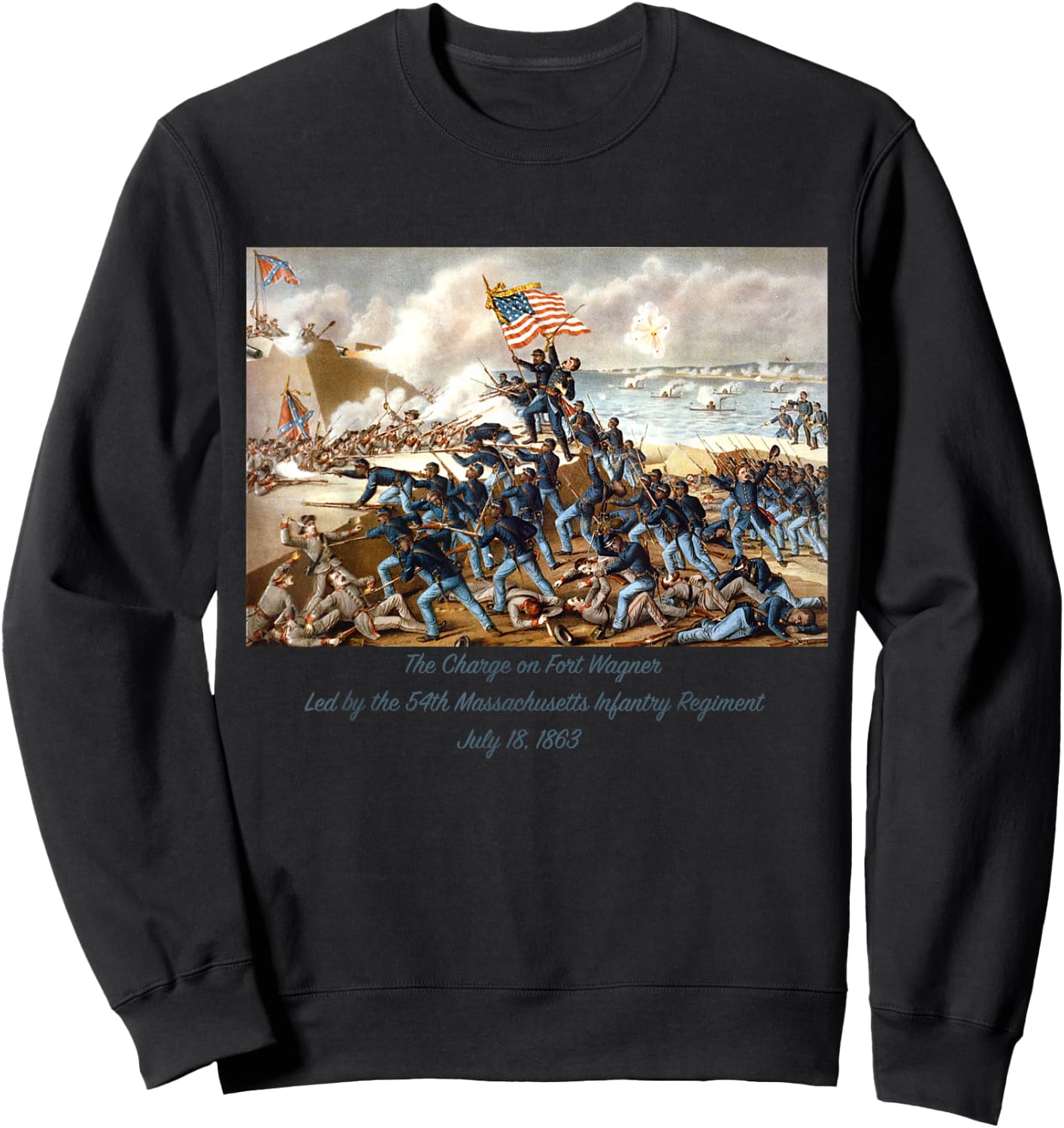 Charge on Fort Wagner South Carolina by Union in Civil War Sweatshirt - Sweatshirt | Black