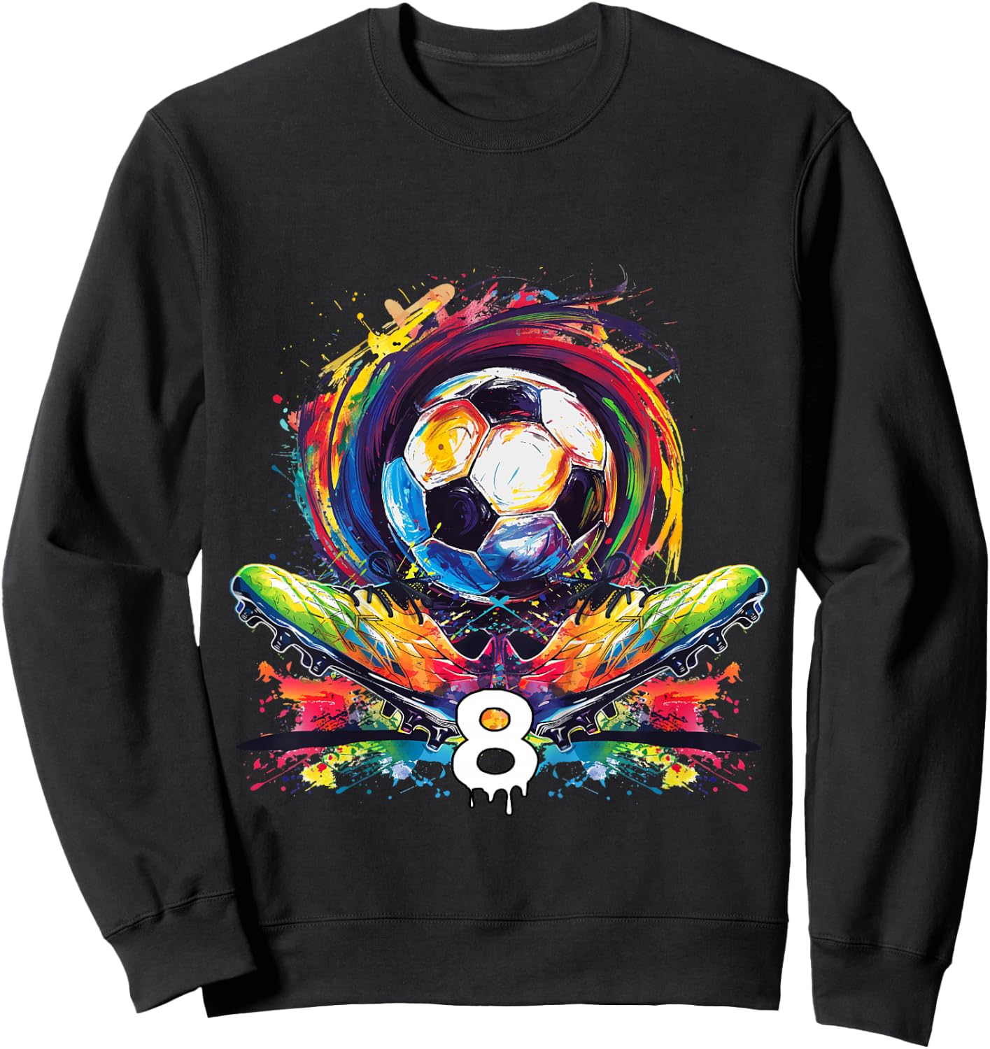 Children's 8th Birthday Boy 8 Years Football Gift , black Sweatshirt - Sweatshirt | Black