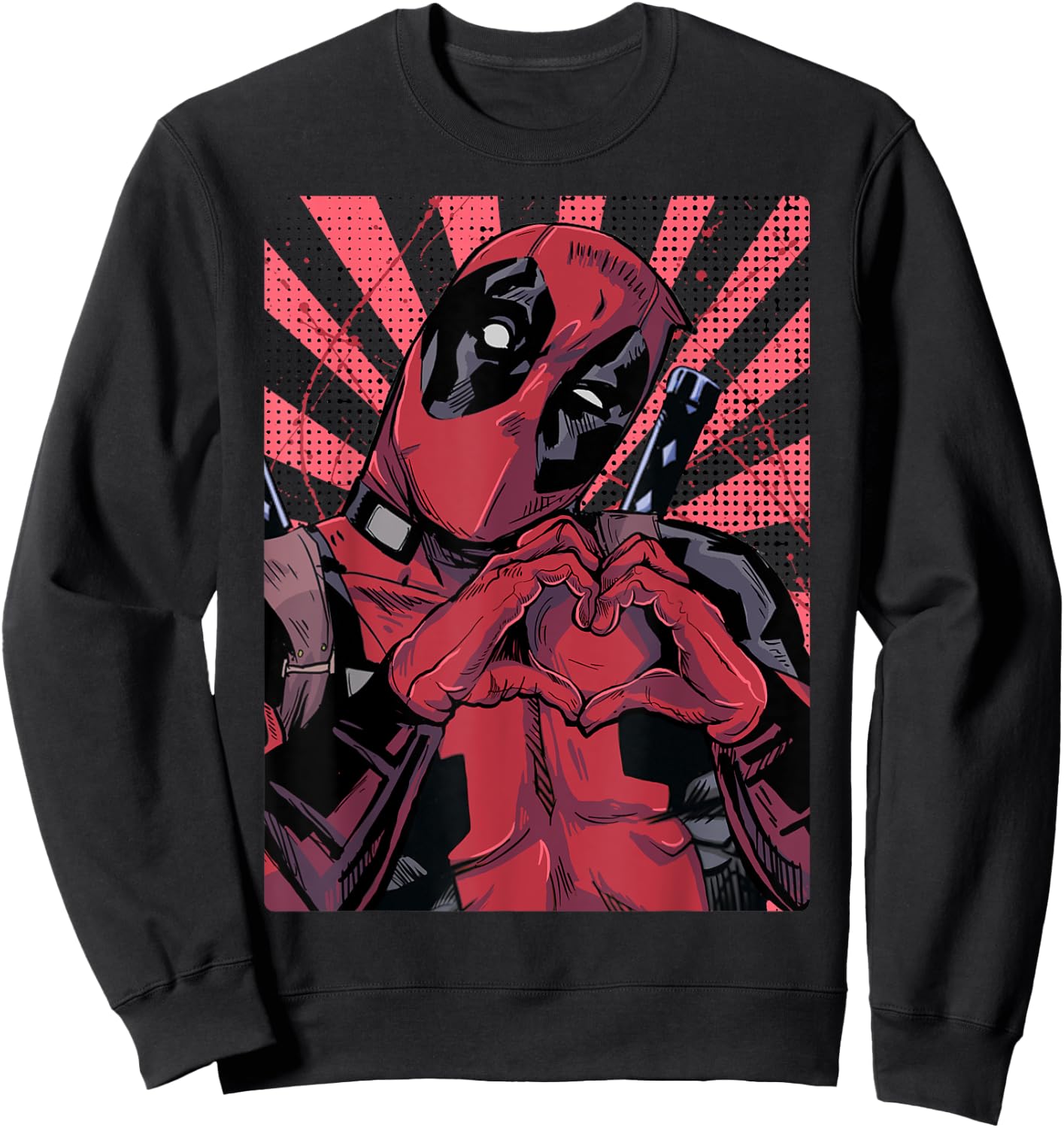 Marvel Deadpool Heart Hands , Black, S Sweatshirt - Sweatshirt | Black