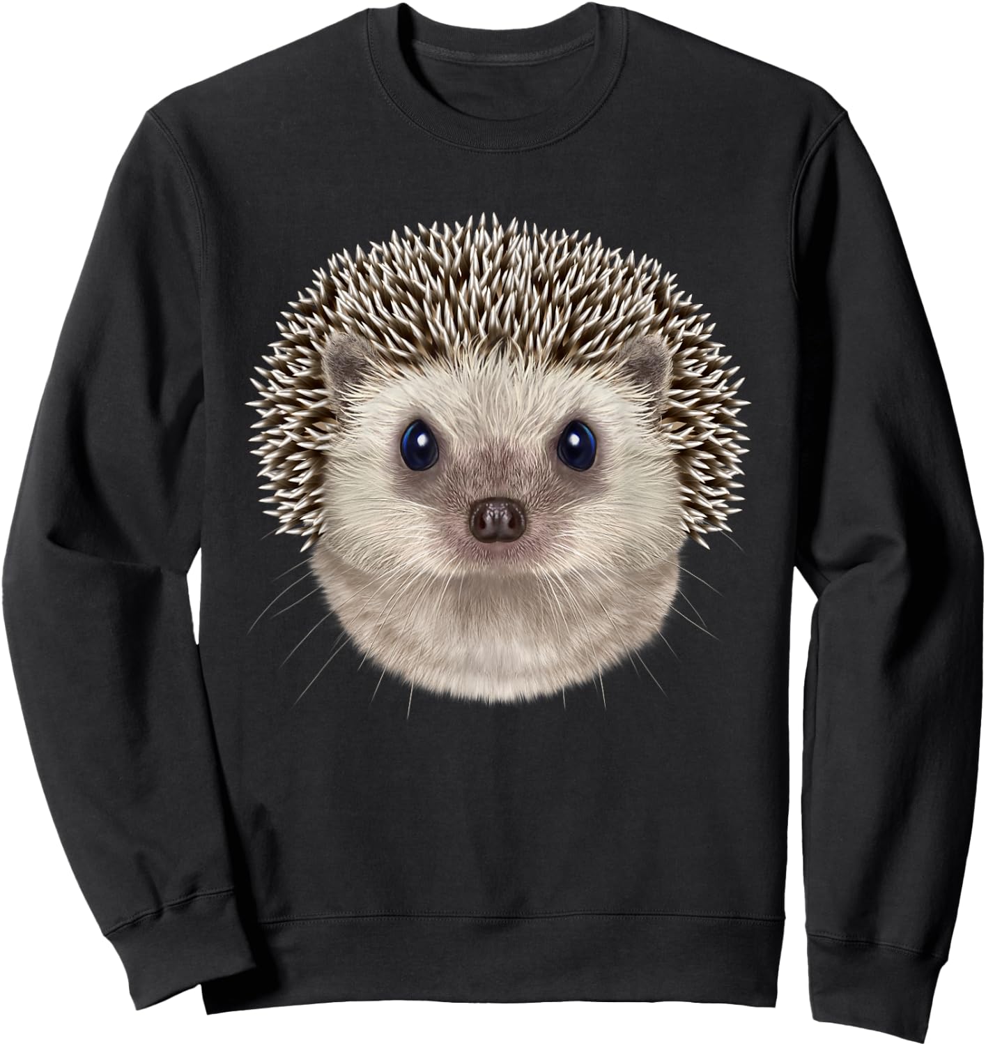Fox Republic Design Hedgehog Face - -Adults, Grey, Small, Short Sleeve Sweatshirt - Sweatshirt | Black