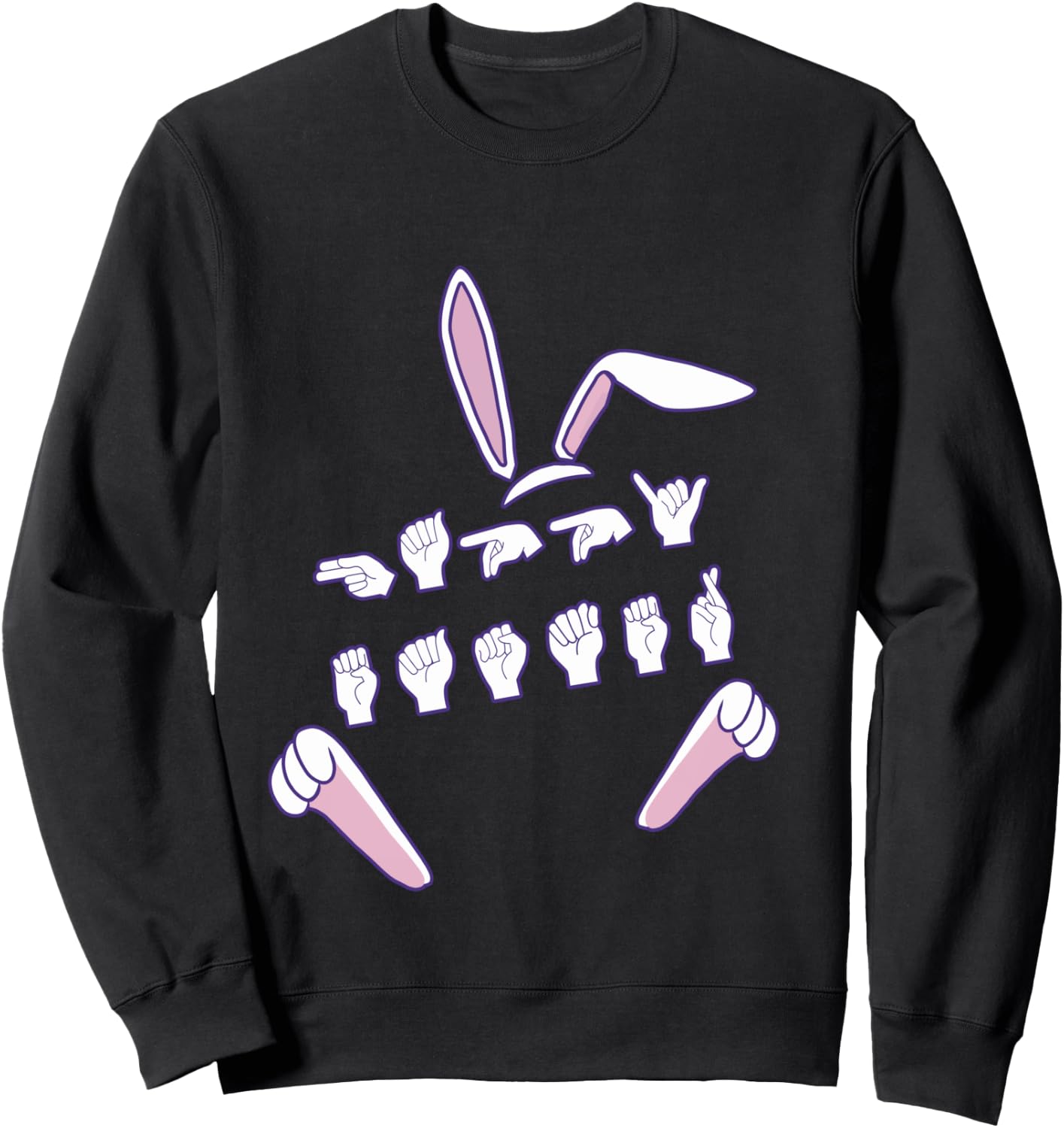 ASL Happy Easter Candy Sign Language Eggs Women Men Kids Sweatshirt - Sweatshirt | Black