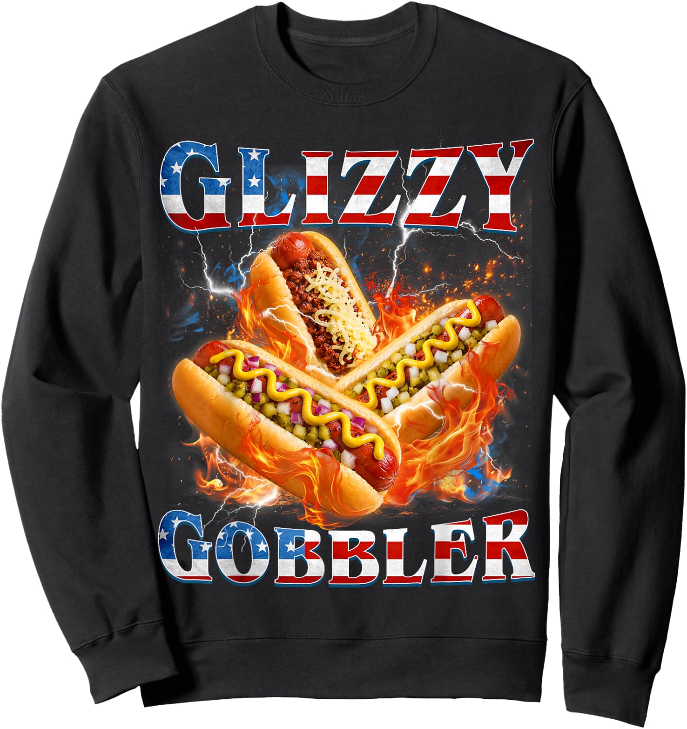 Funny Glizzy Gobbler Meme Hilarious Hotdog Glizzy Lovers Sweatshirt - Sweatshirt | Black